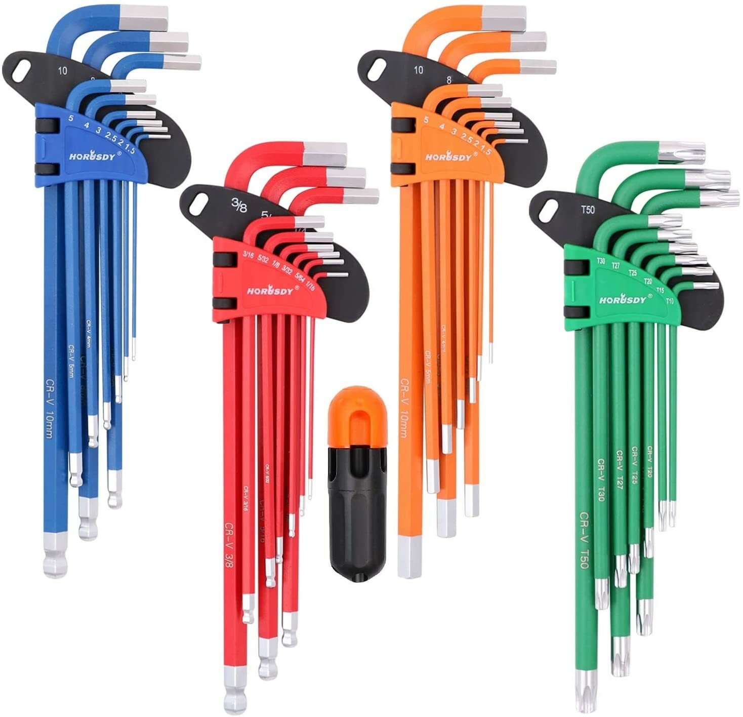 HORUSDY Hex Key Allen Wrench Set SAE & Metric Star Long Arm Ball End Industrial