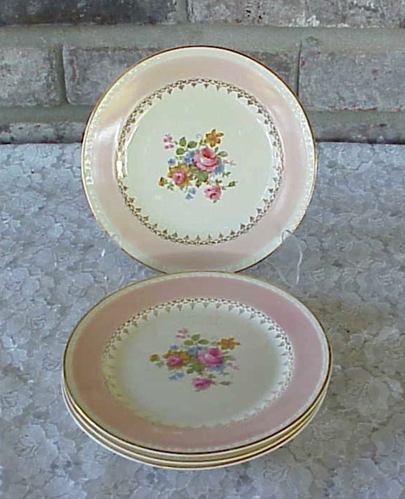 Vintage Homer Laughlin Marilyn Pink Bread & Butter Plates (4) 6 1/2\