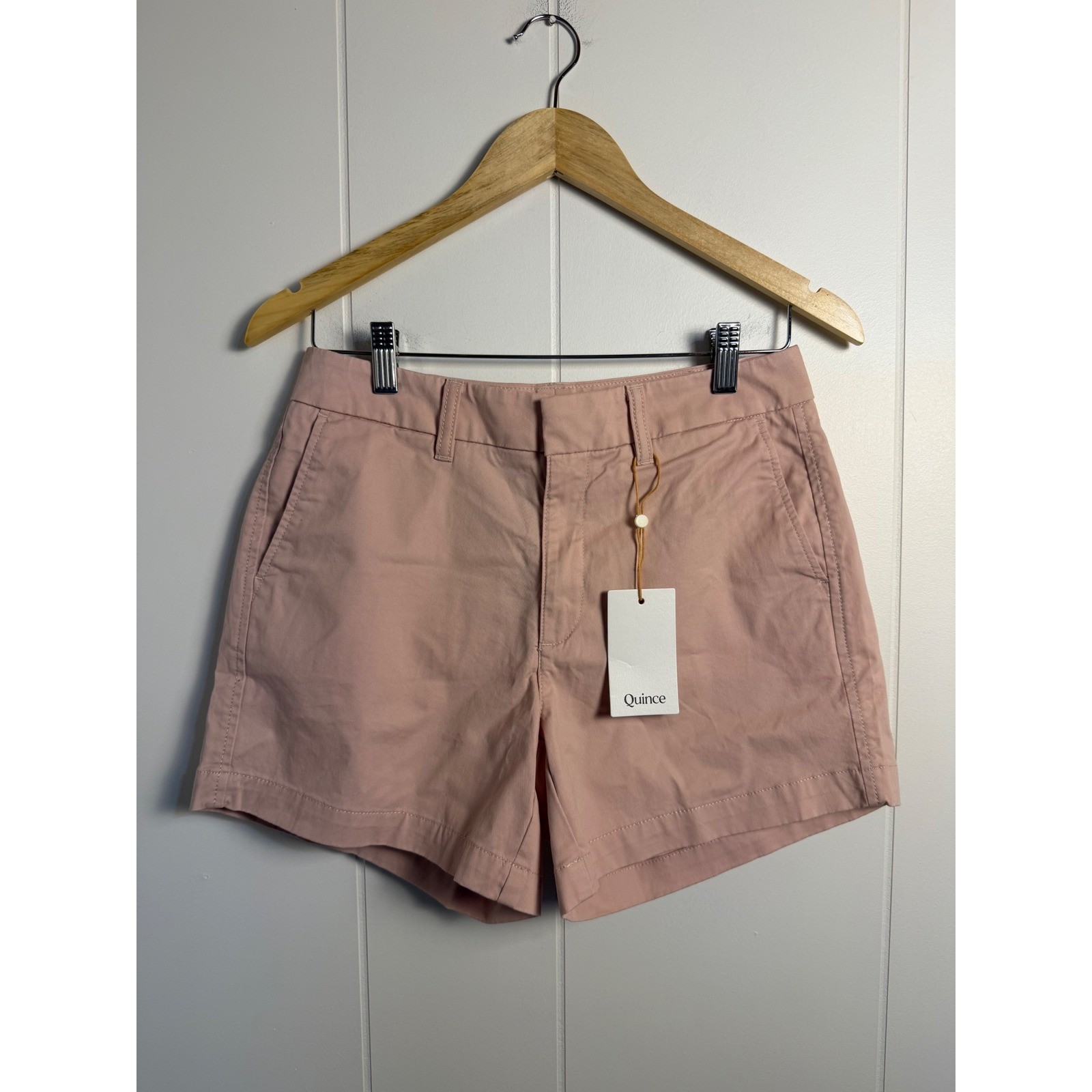 Quince Organic Stretch Cotton Chino Shorts 4 Shell Pink