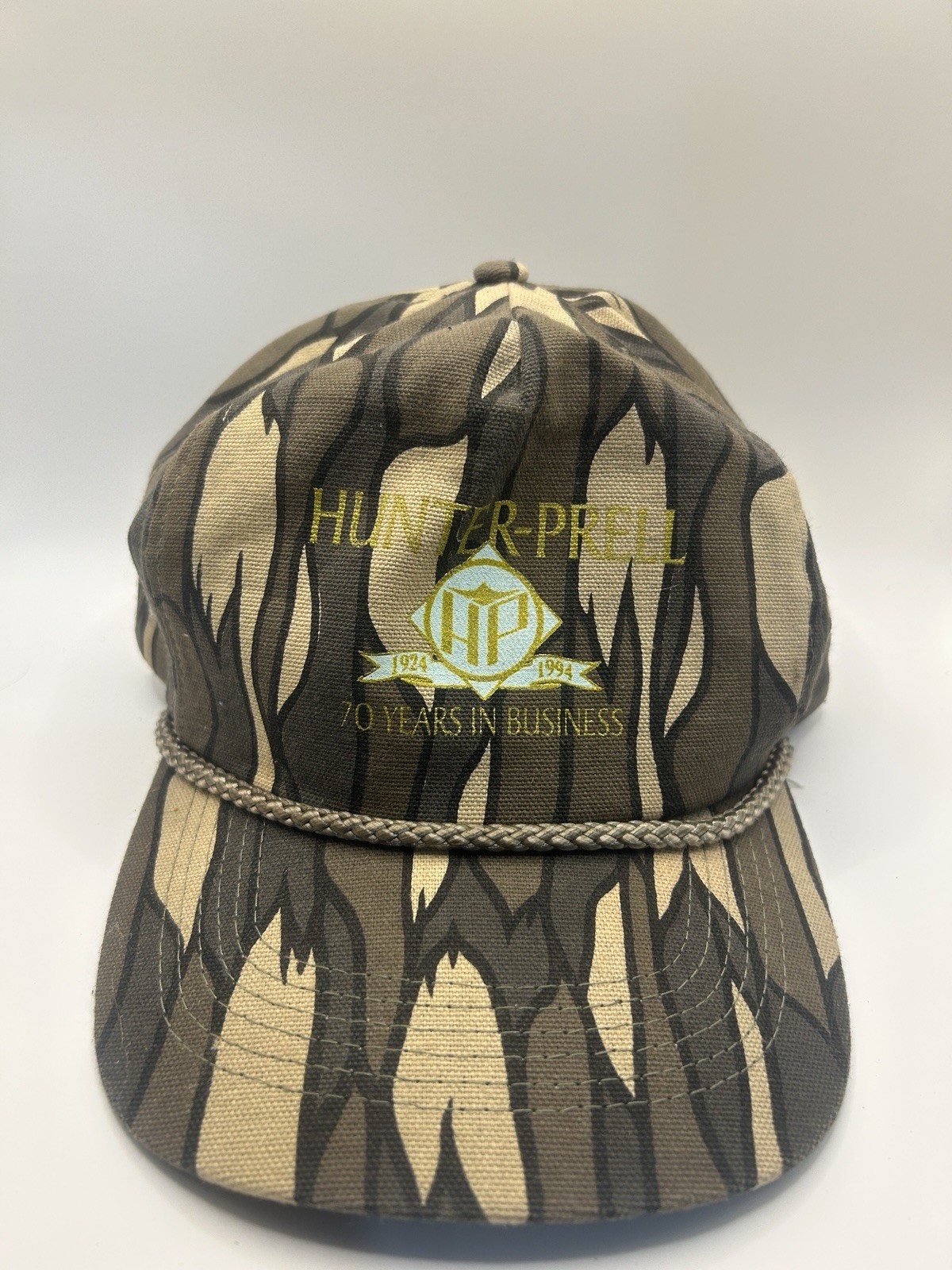 Vintage Hunter-Prell 70 Years In Business 1924-1994 Camo Snapback Hat Trucker Vintage Hunter-Prell 70 Years In Business 1924-1994 Camo Snapback Hat Trucker