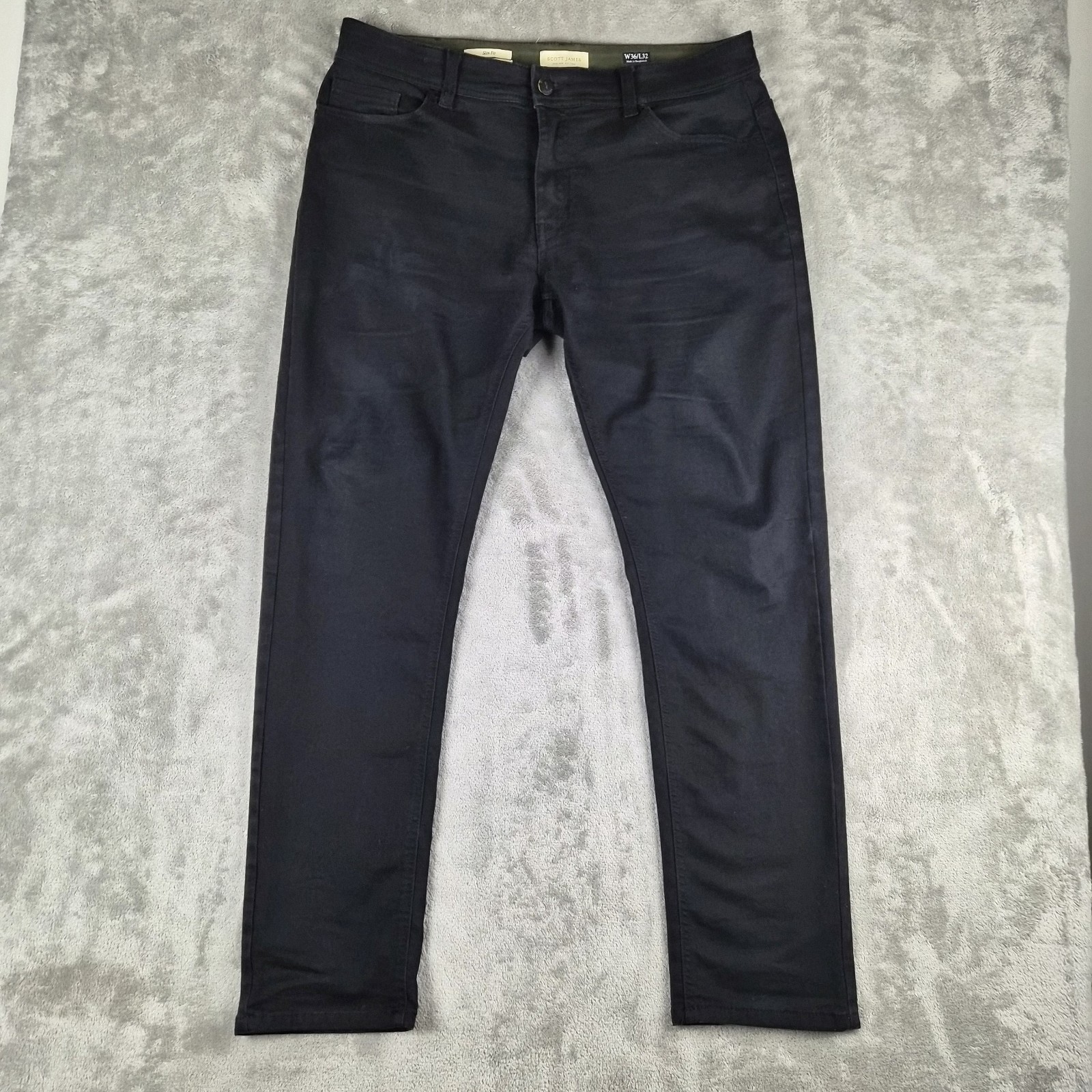 Scott James Slim Fit Pants Mens 36x32 Black Stretch 5 Pocket Modern Office