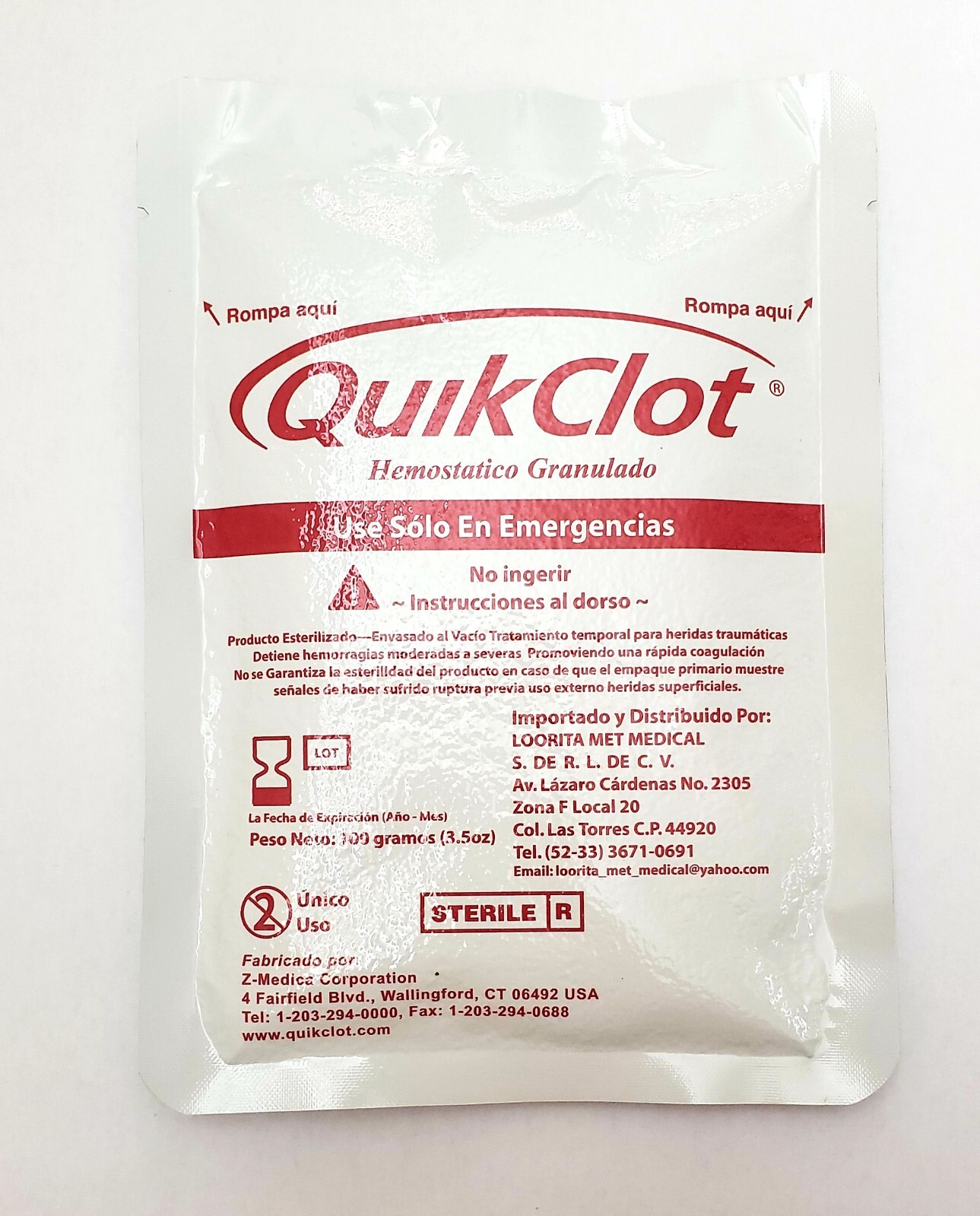 QuikClot Big Package 100g (3.5oz) Stops Bleeding Fast QuikClot Big Package 100g (3.5oz) Stops Bleeding Fast