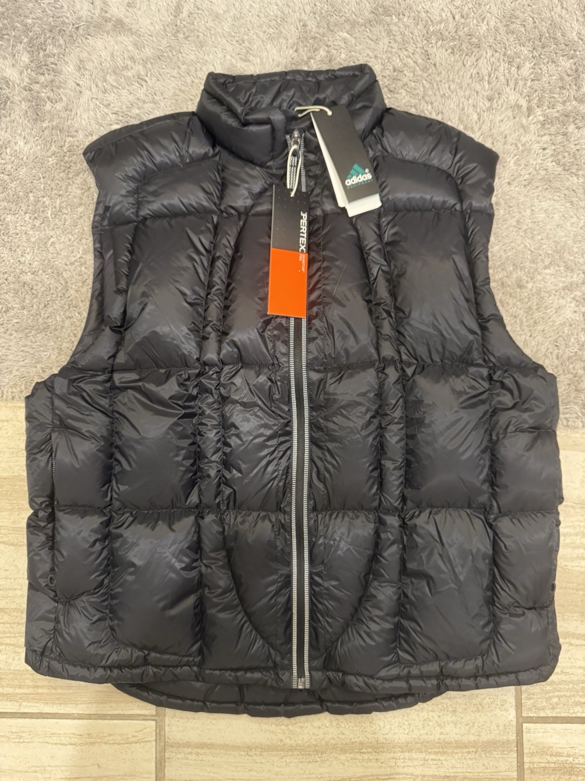 Adidas Equipment Pertex Down Vest Men Size L Black Puffer Full Zip JV7654 NWT