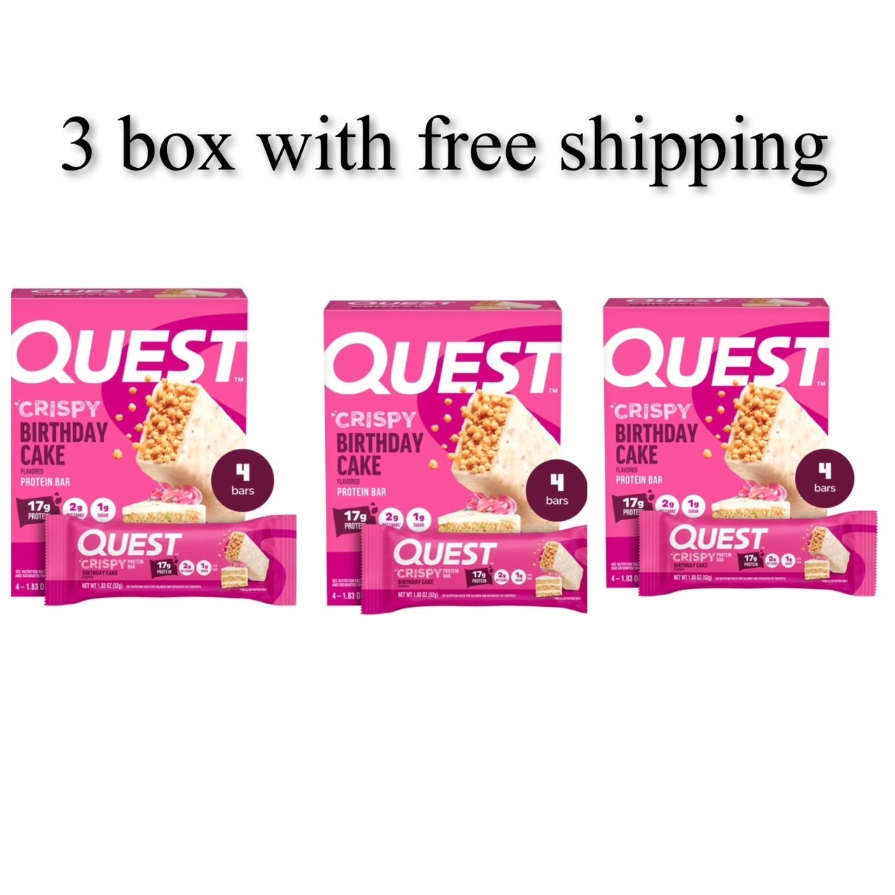 Quest Crispy Hero Protein Bar, Birthday Cake Flavor, Low Sugar, 3 Packs x4 Count Quest Crispy Hero Protein Bar, Birthday Cake Flavor, Low Sugar, 3 Packs x4 Count
