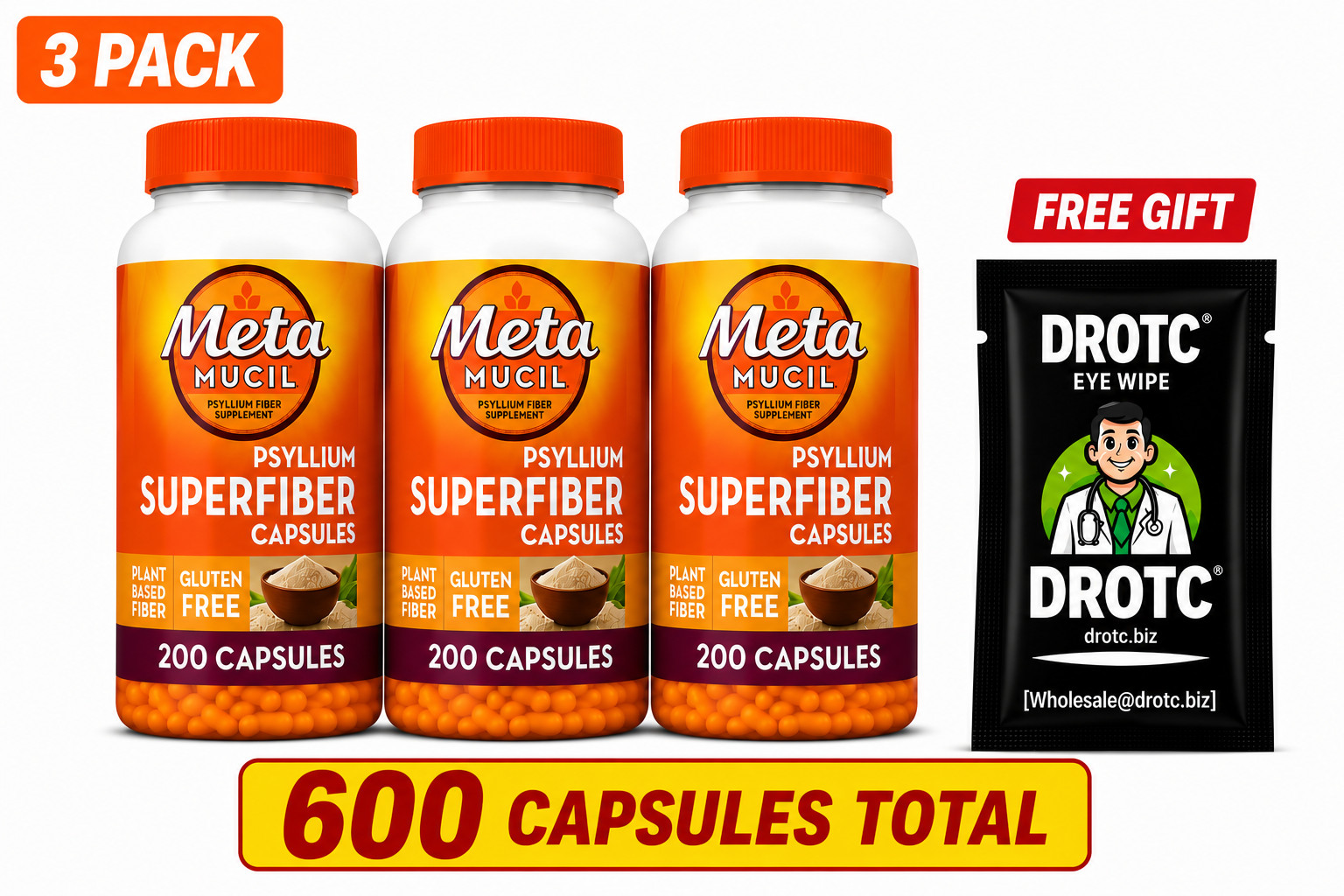 3X Metamucil Multi-Health Psyllium Fiber Supplement, 200. Total 600 Ct. 08/27 3X Metamucil Multi-Health Psyllium Fiber Supplement, 200. Total 600 Ct. 08/27