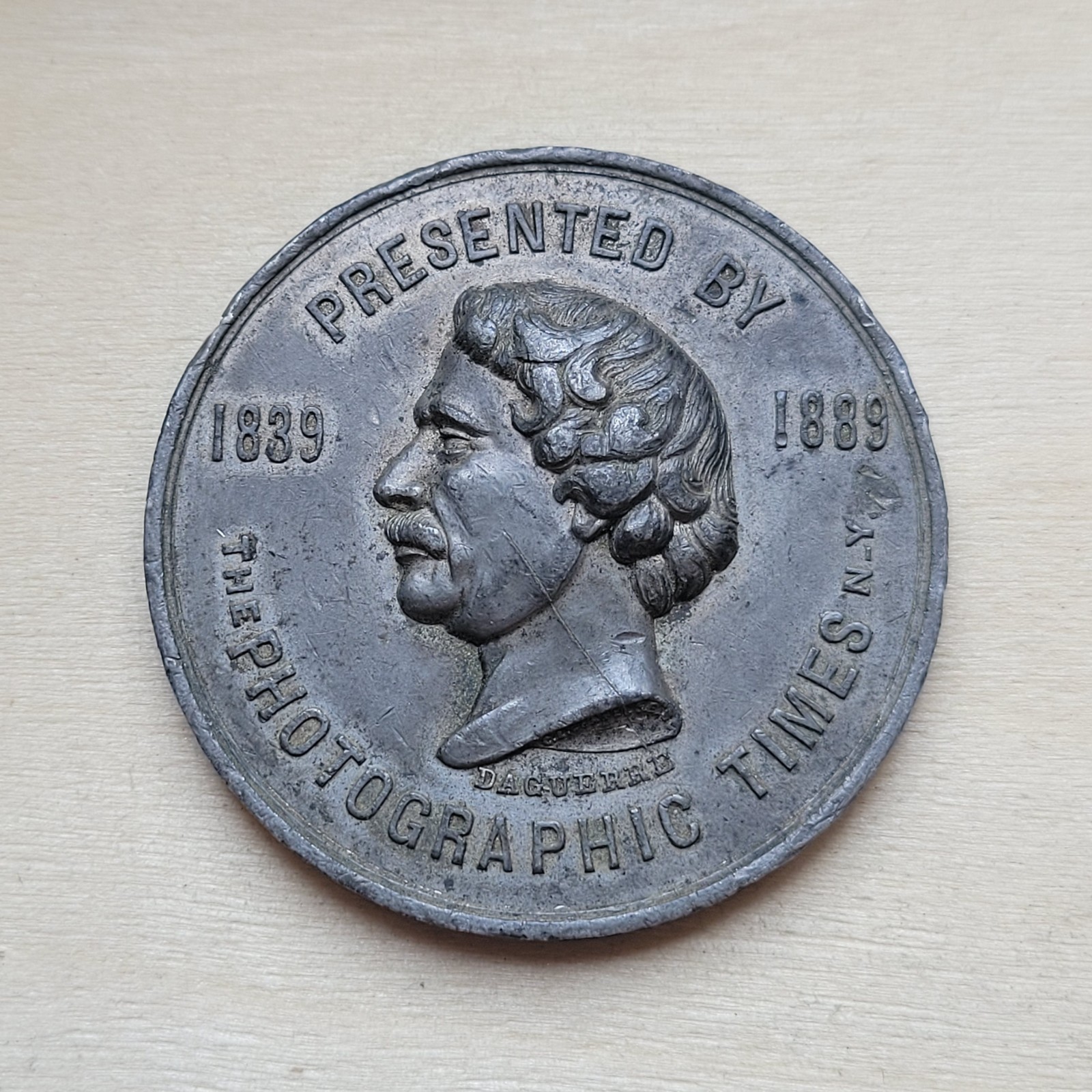 Rare 1889 NY The Photographic Times Daguerre 50th Anniversary Photography Medal