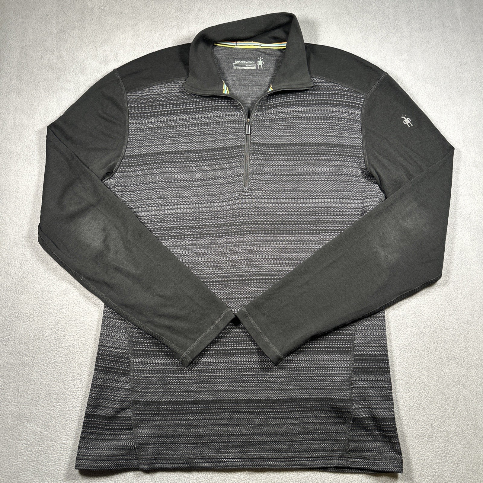 Smartwool Men\'s Classic Thermal Merino Base Layer 1/4 Zip Mens Size Large Gray