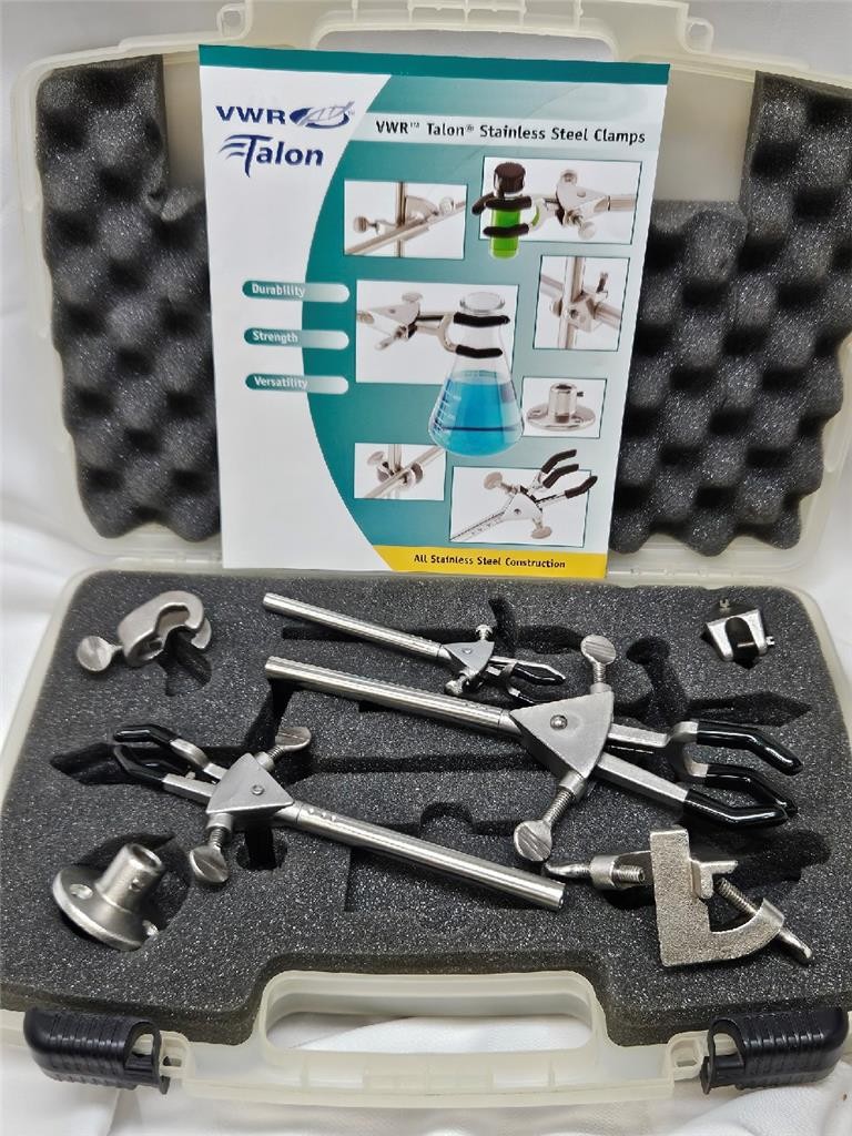 LOT VWR Talon Stainless Steel Clamps Set Assortment with Case