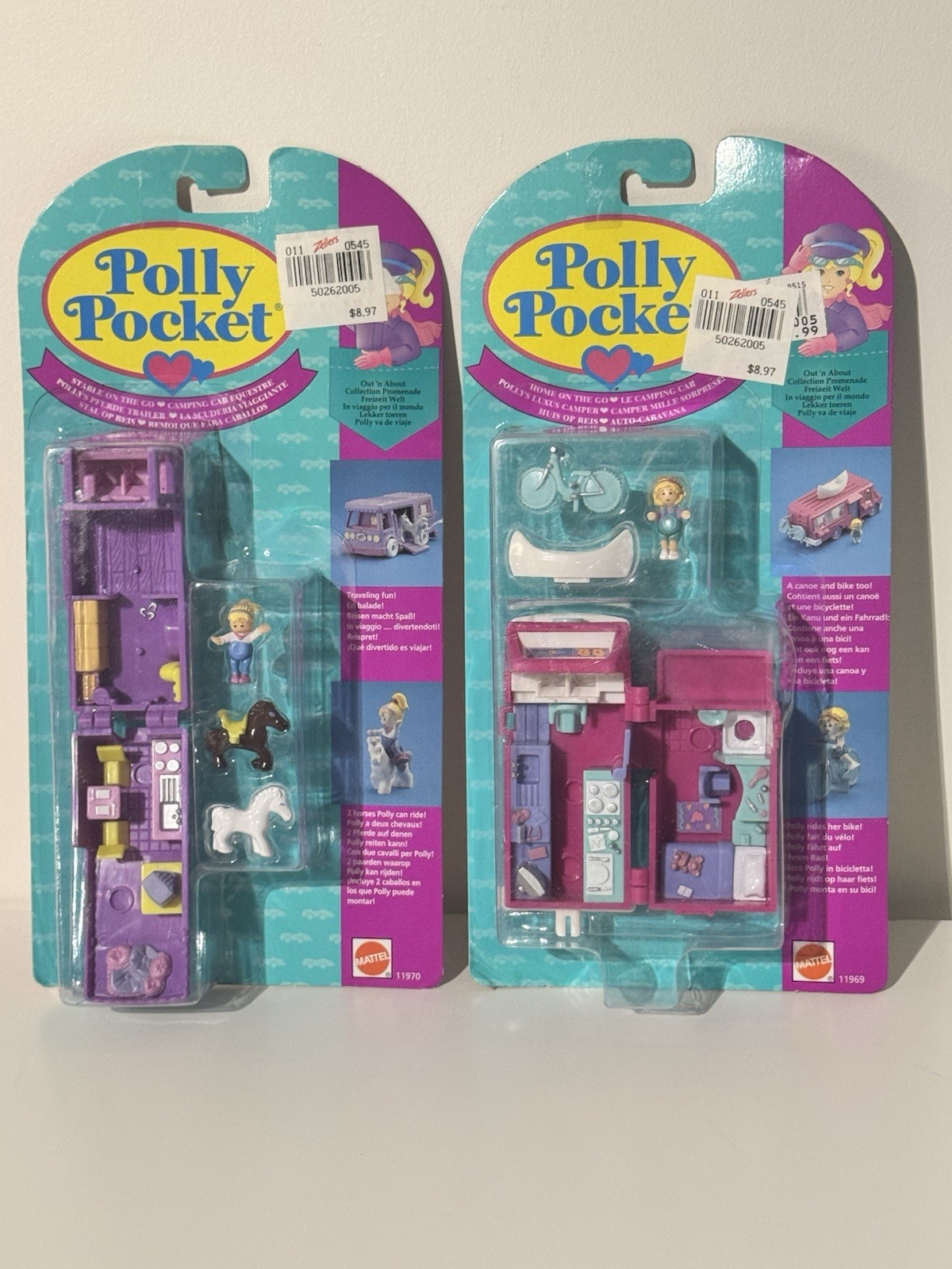 Polly Pocket Vintage 1995 HOME /STABLE ON THE GO NEW Lot 2 Bluebird Mattel
