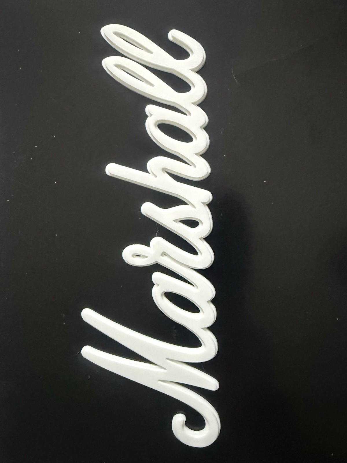 Marshall Logo Badge White Plastic Replacement for Guitar Amplifier (small) 6\