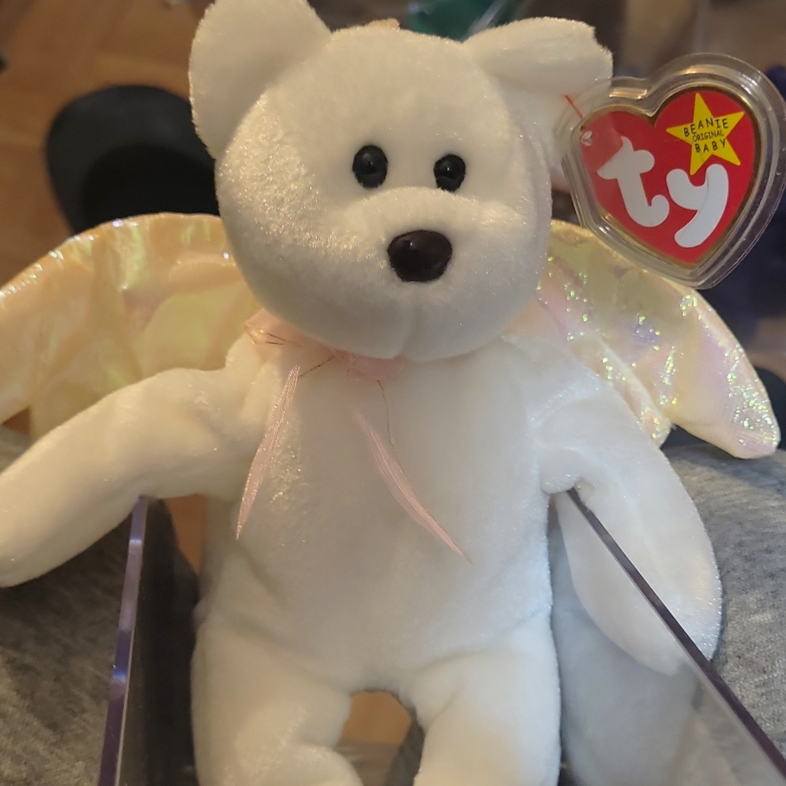 Ty Beanie Baby Halo White Bear with Iridescent Wings Vintage 1998
