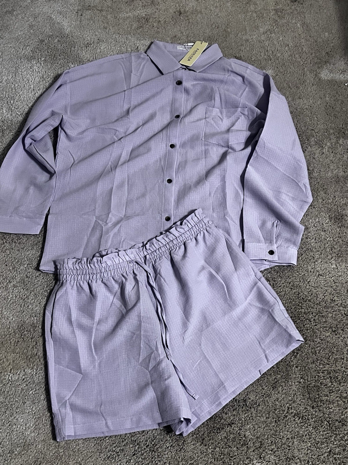 Ekouaer  2 Piece Lounge Set  Button Down Shirt Casual Shirts With Pockets