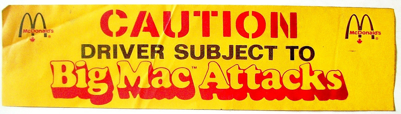 Vintage 1970s Bumper Sticker from McDonald\'s of Canada \