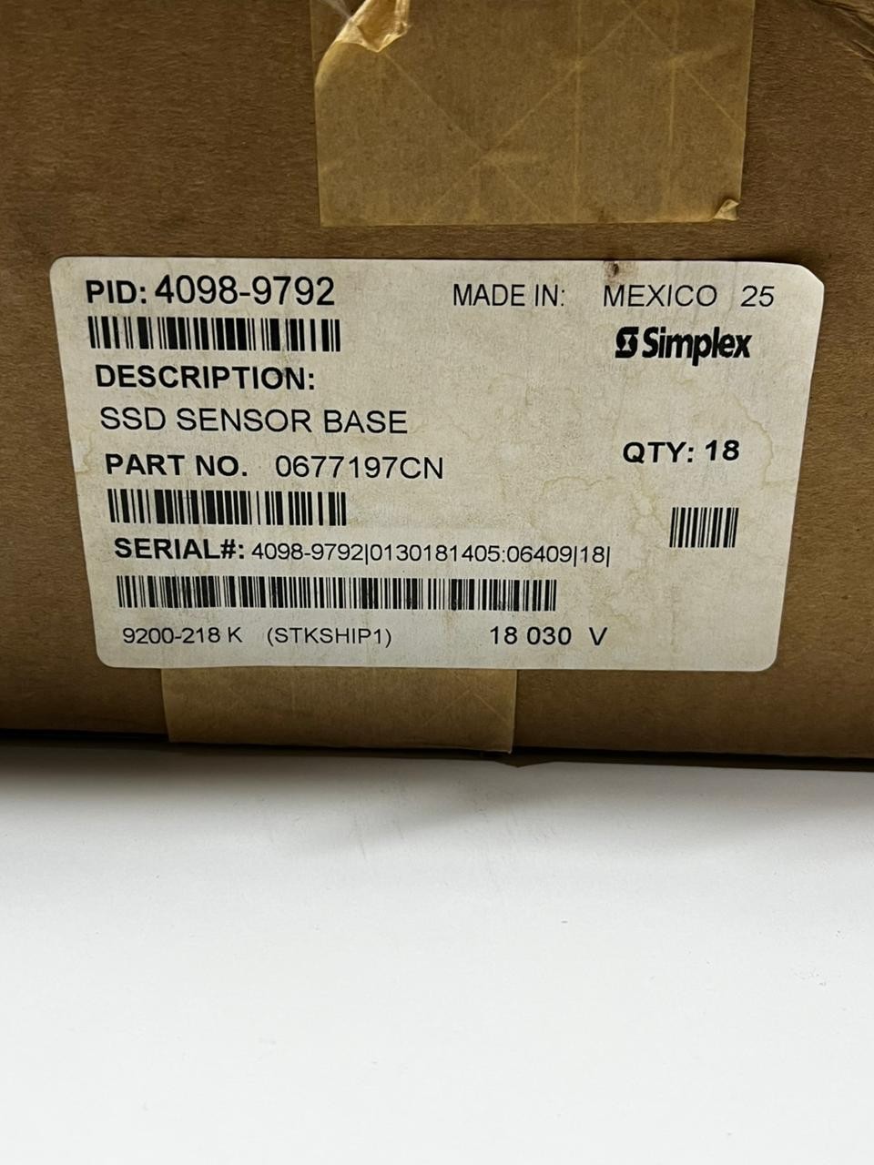 Simplex 4098-9792 SSD Smoke Detector Base New Sealed Bag