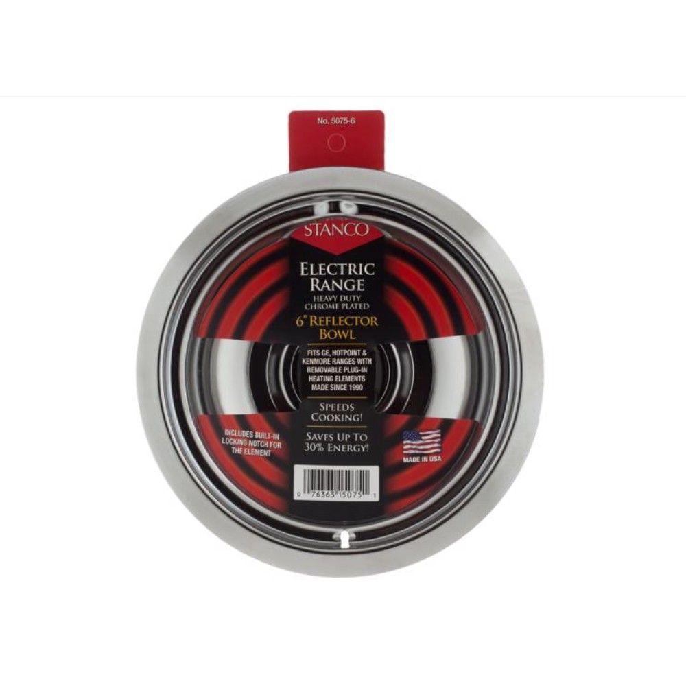 Stanco 5075-6 Heavy-Duty Chrome Plated Electric Range Reflector Bowl 6 in.