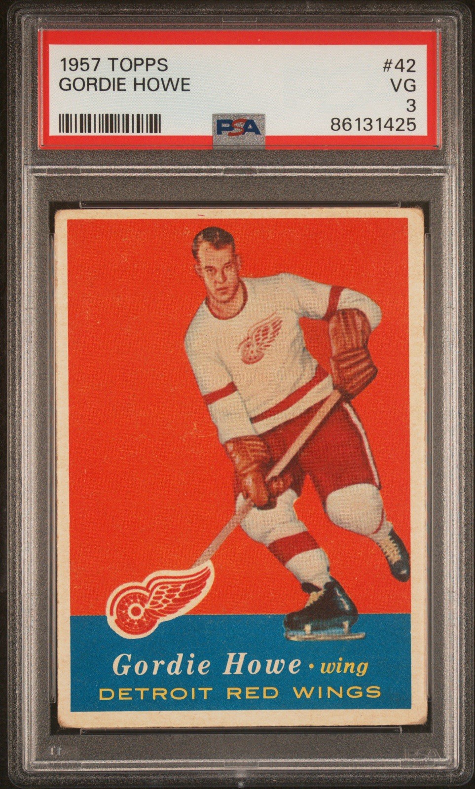 1957 Topps Gordie Howe #42 PSA 3 VG Graded Detroit Red Wings