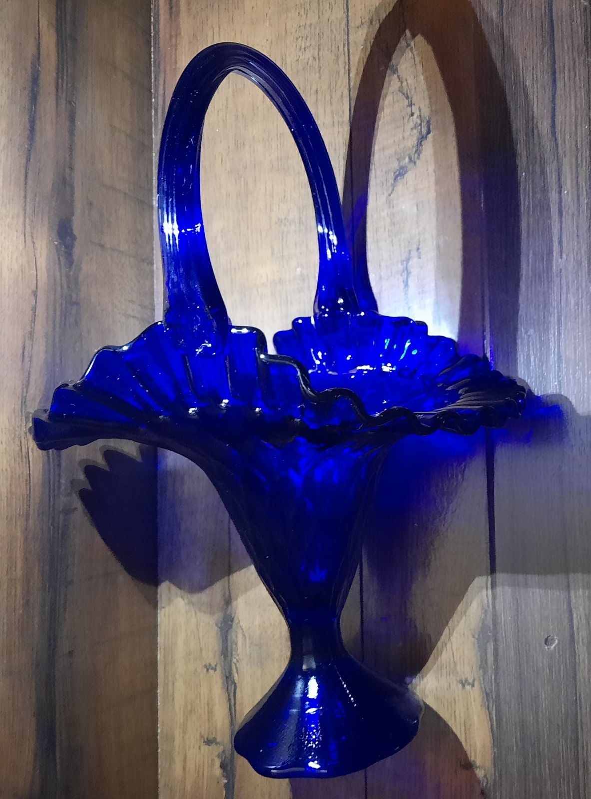 Vtg Fenton Cobalt Blue Art Glass 11 1/2\