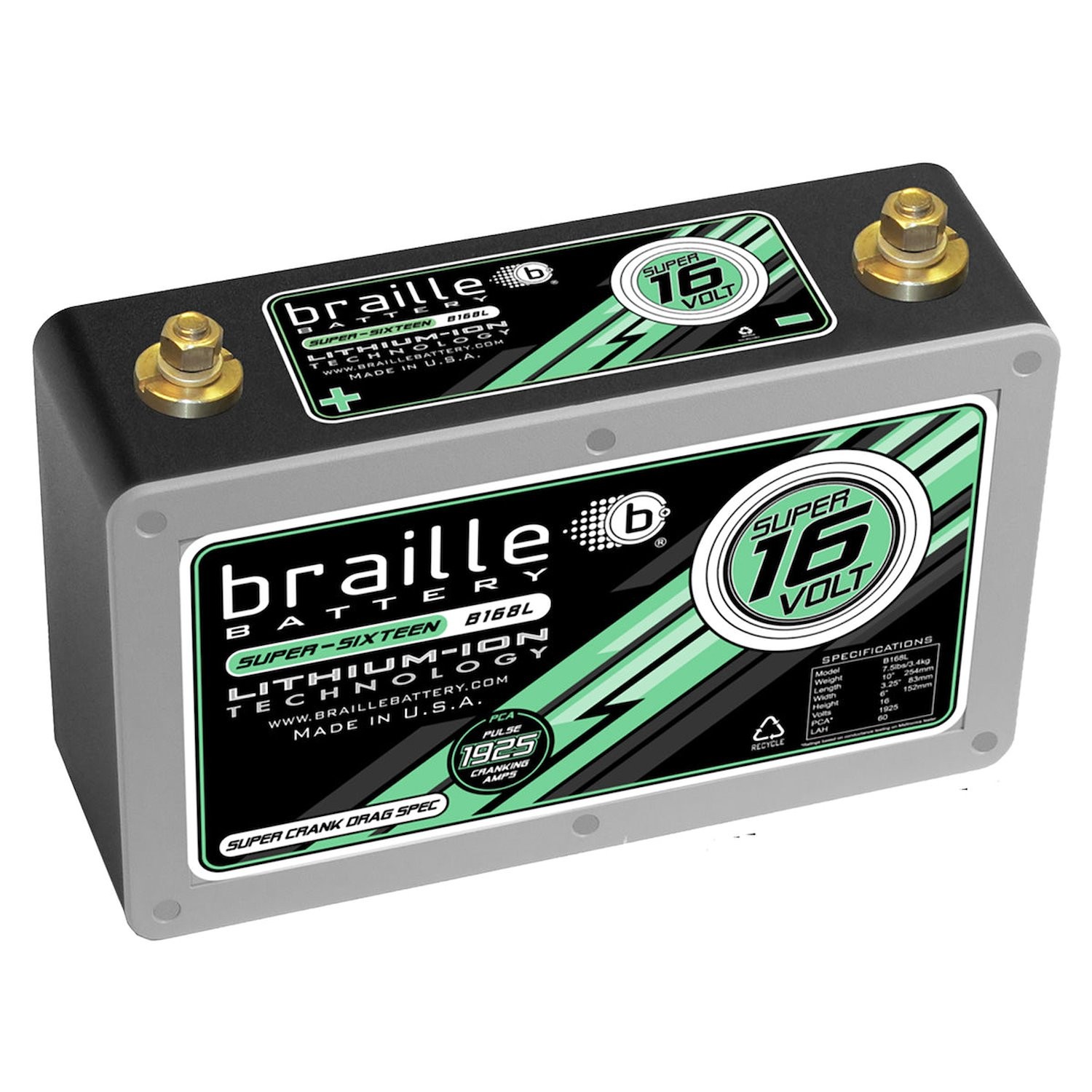 Braille Battery Super 16 Volt Lithium Drag Race Battery 16 Volt