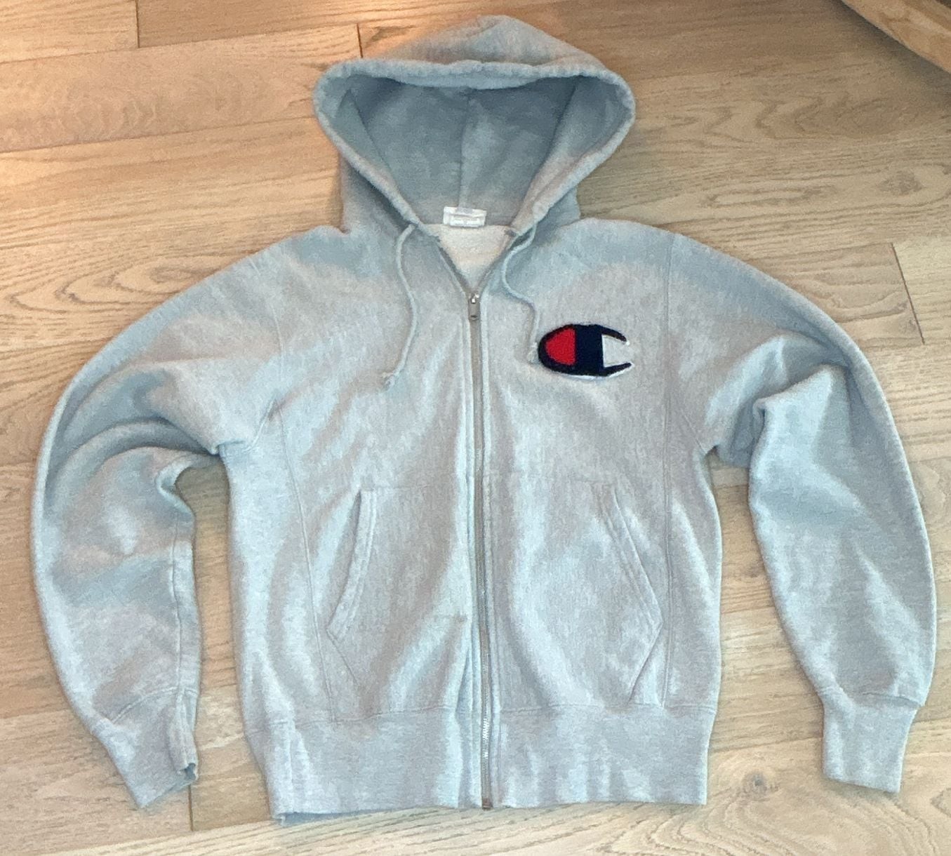 Champion Reverse Weave Zip Hoodie Small Gray Big C Patch Champion Reverse Weave Zip Hoodie Small Gray Big C Patch