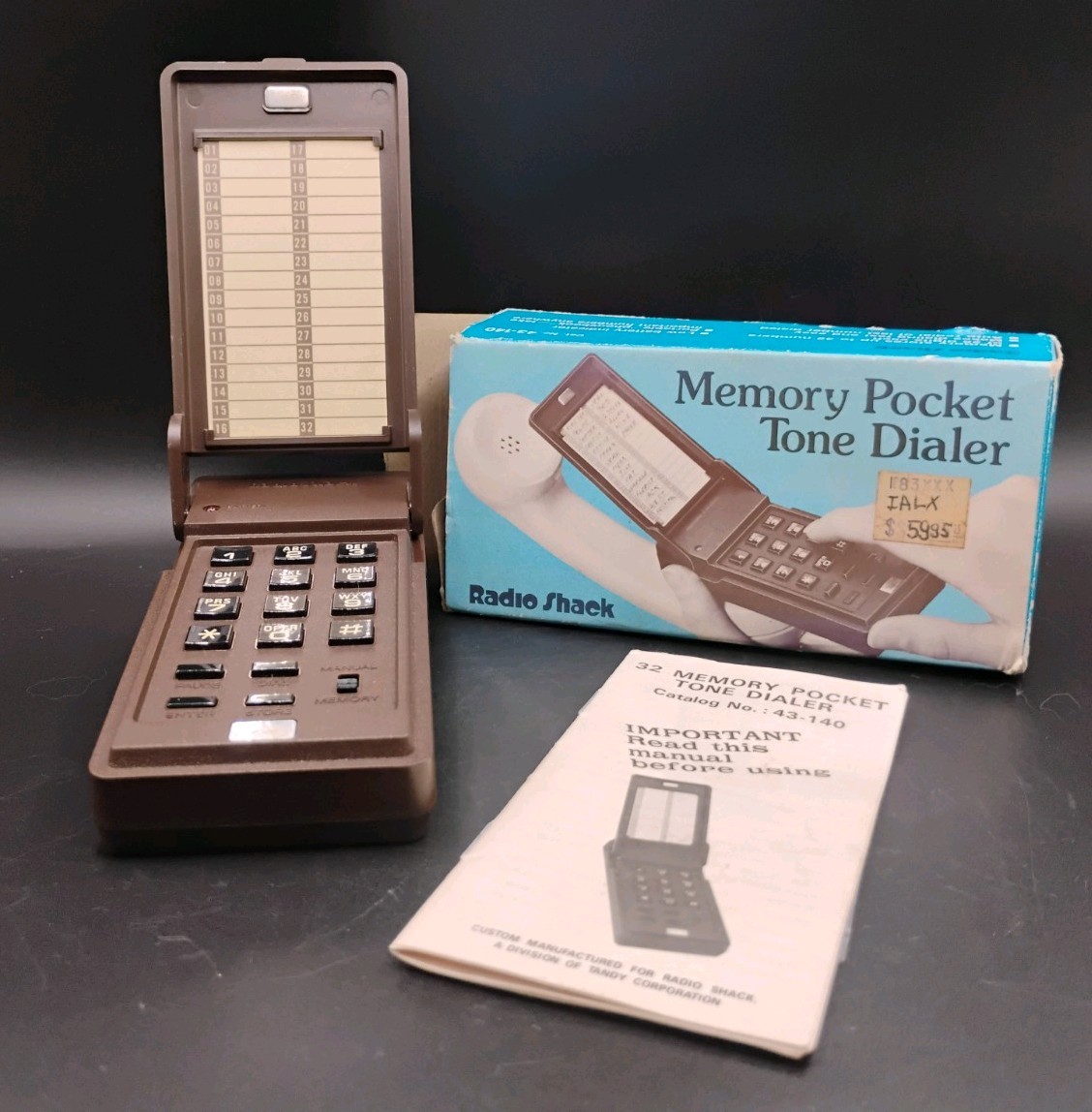 Vtg 1983 Radio Shack Memory Pocket Tone Dialer 43-140 w/Box & Instructions/Retro