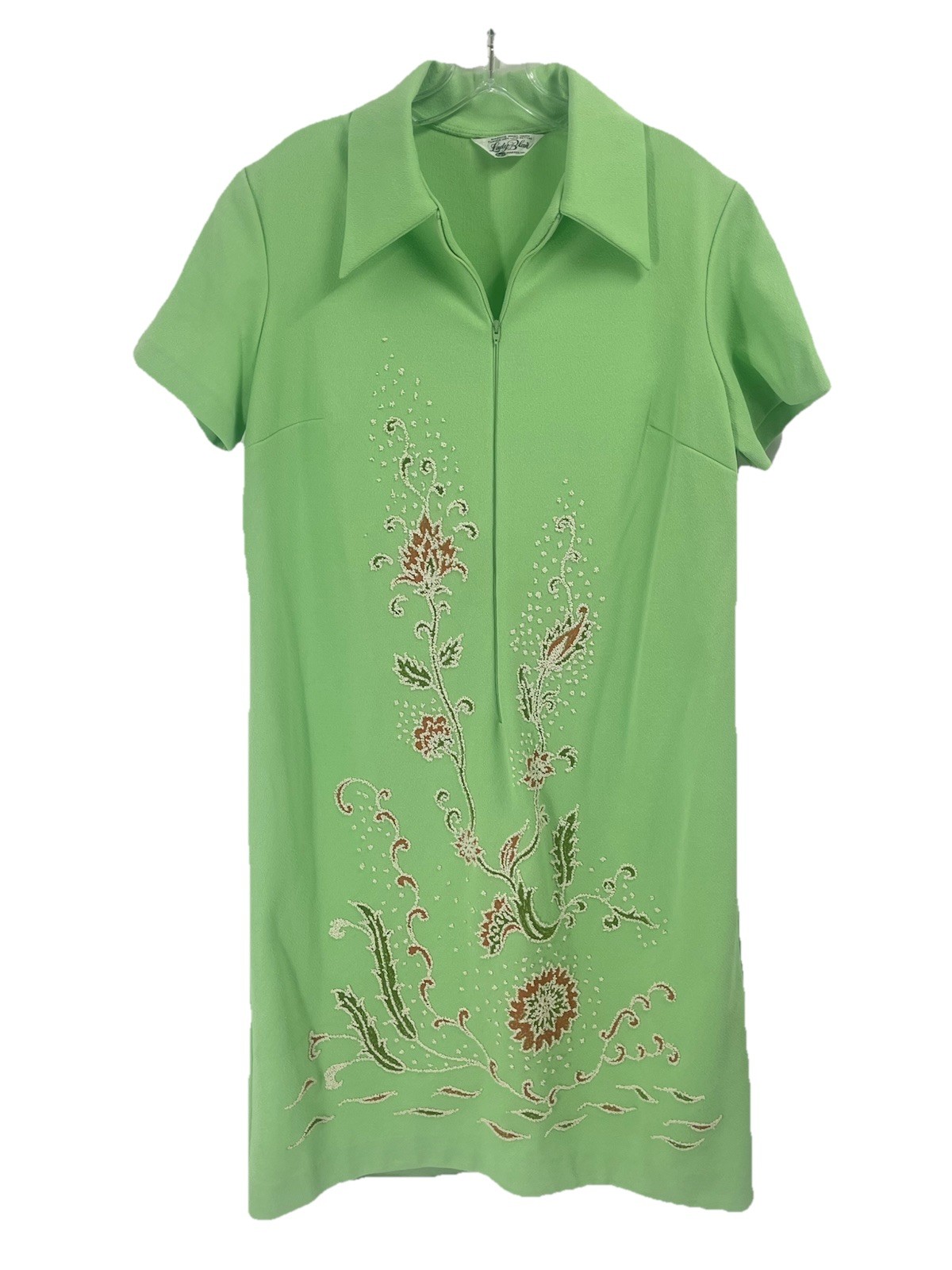 Vtg 70s Lady Blair Mint Green House Dress Beaded Short Sleeve Midi Sz Medium Vtg 70s Lady Blair Mint Green House Dress Beaded Short Sleeve Midi Sz Medium