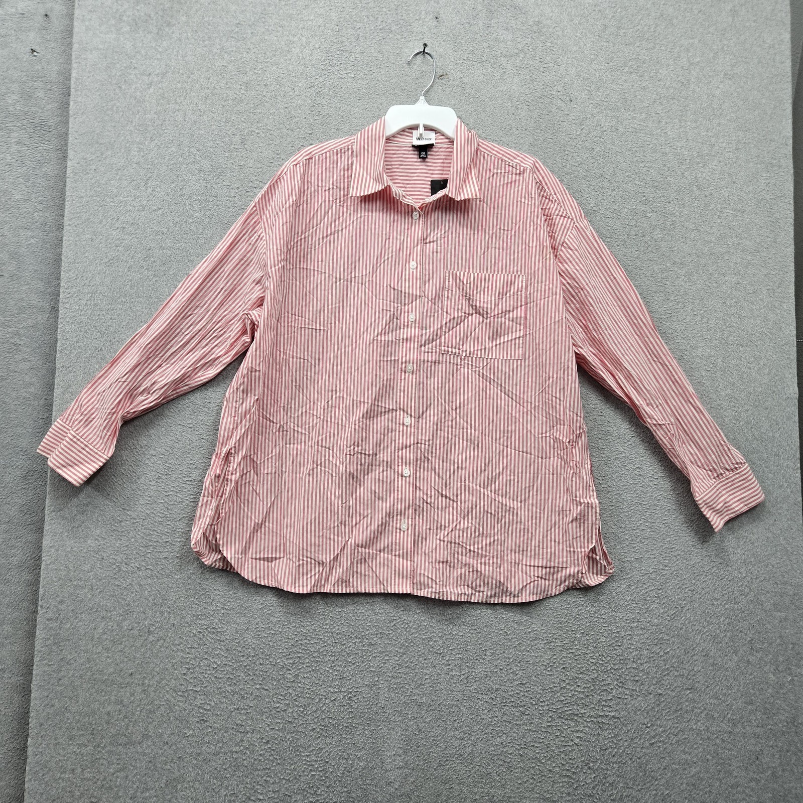 Torrid Women Button Up Shirt 00 Pink Striped Soft Relaxed Drop Shoulder NWT