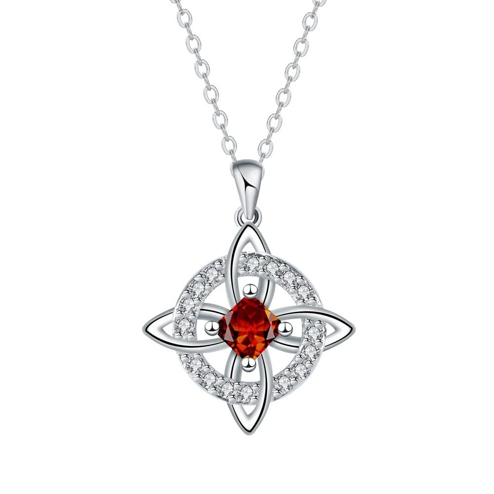 Necklace Mystical Birthstone Witches Knot Necklace, Silver Celtic Knot Pendant Necklace Mystical Birthstone Witches Knot Necklace, Silver Celtic Knot Pendant