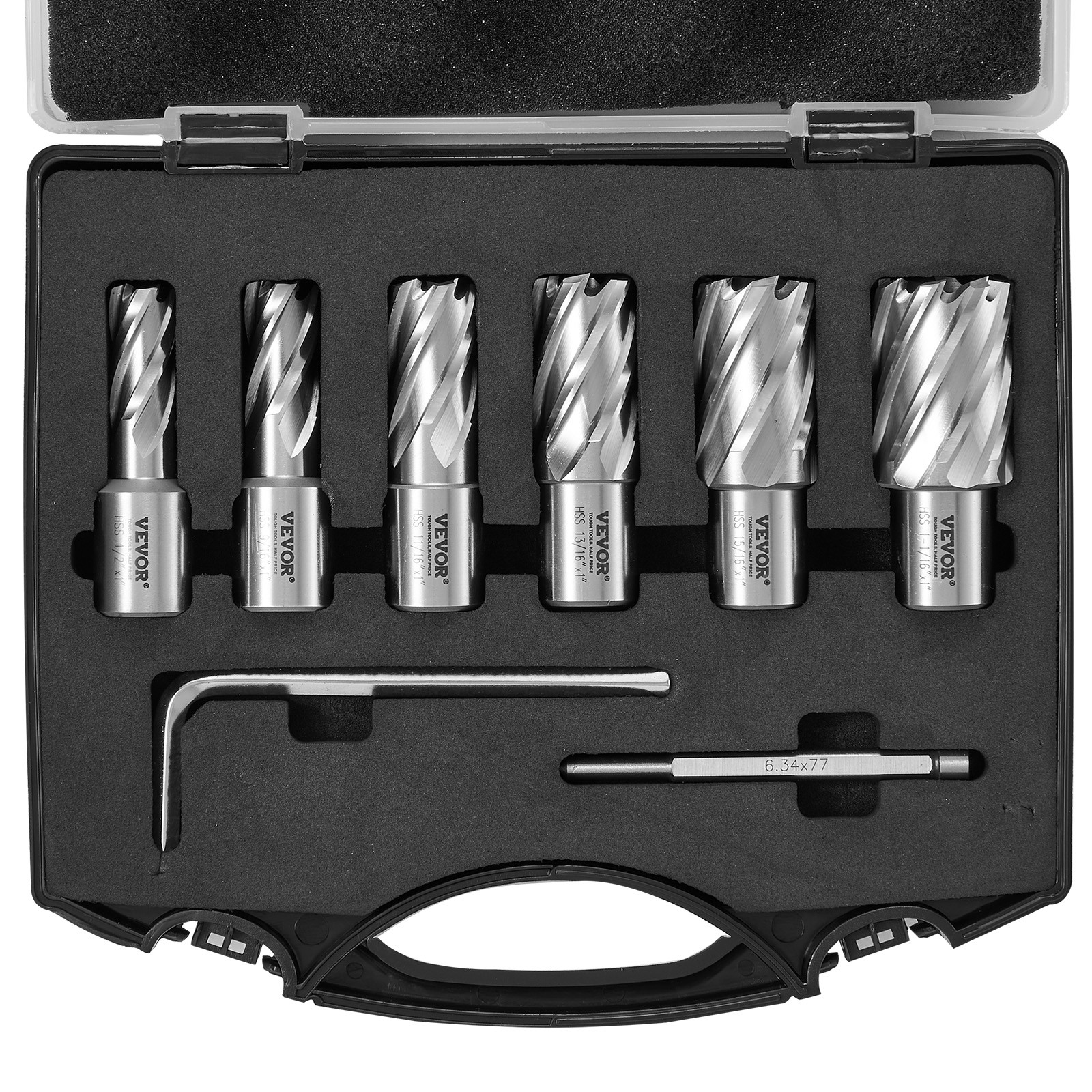 VEVOR Annular Cutter Set HSS Magnetic Drill Bits 6 PCS Weldon Shank 1