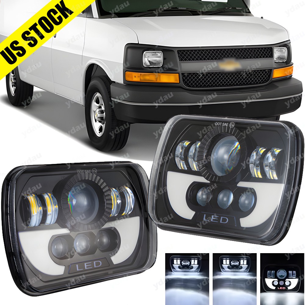 Par de faros LED 7X6 Hi/Lo Beam para Fits Chevy Express Cargo Van 1500 2500 3500