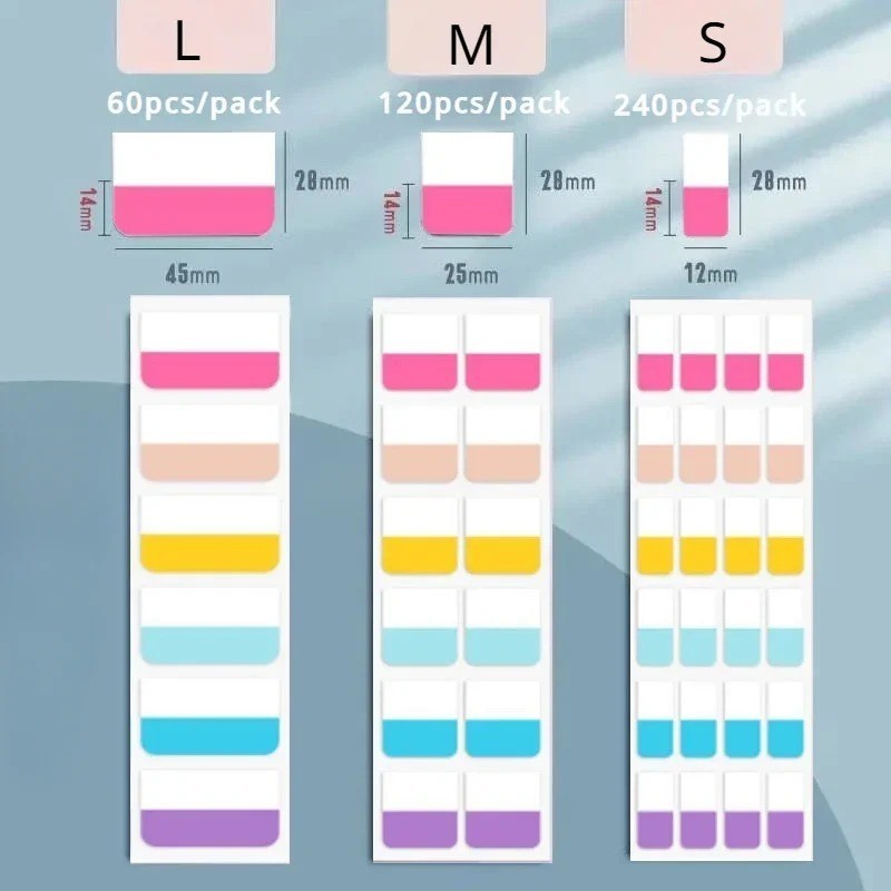 60-240pcs Sticky Index Tabs Colored Book Sticky Tabs for Notebooks File Page Tab