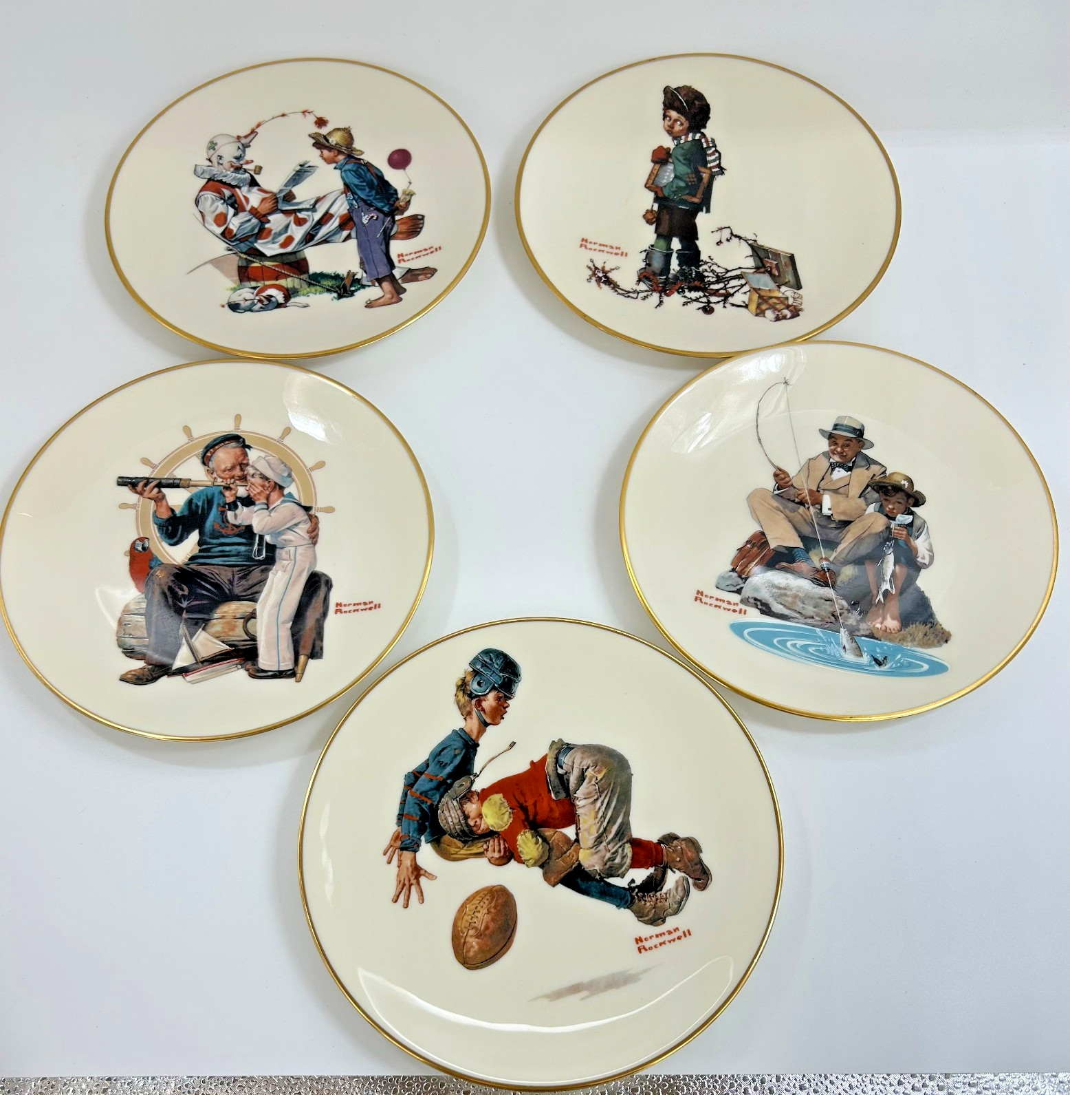 🔥🔥LOT  OF 5 VINTAGE 1984 NORMAN ROCKWELL DECORATIVE 8\'\' PLATES 🔥🔥