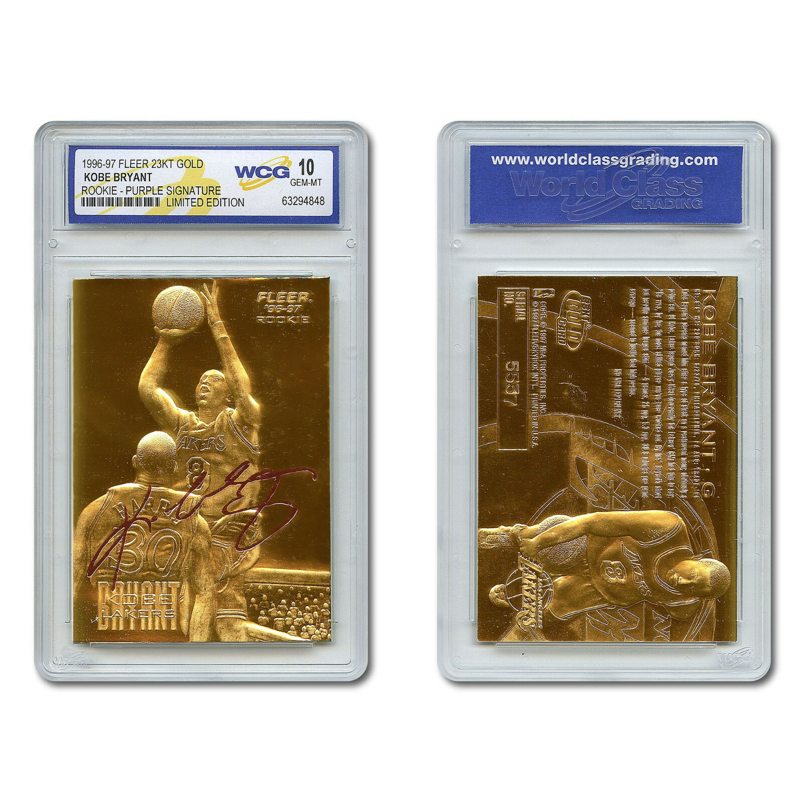 1996-1997 KOBE BRYANT Fleer 23K Gold ROOKIE Card Signature Series - GEM-MINT 10