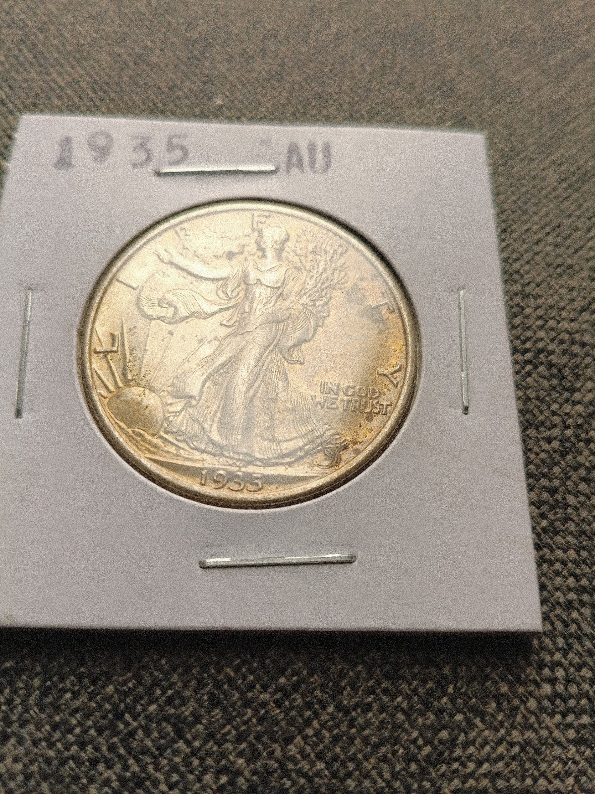 1935 P 90% Silver Walking Liberty Half Dollar AU/ BU Light Tone 