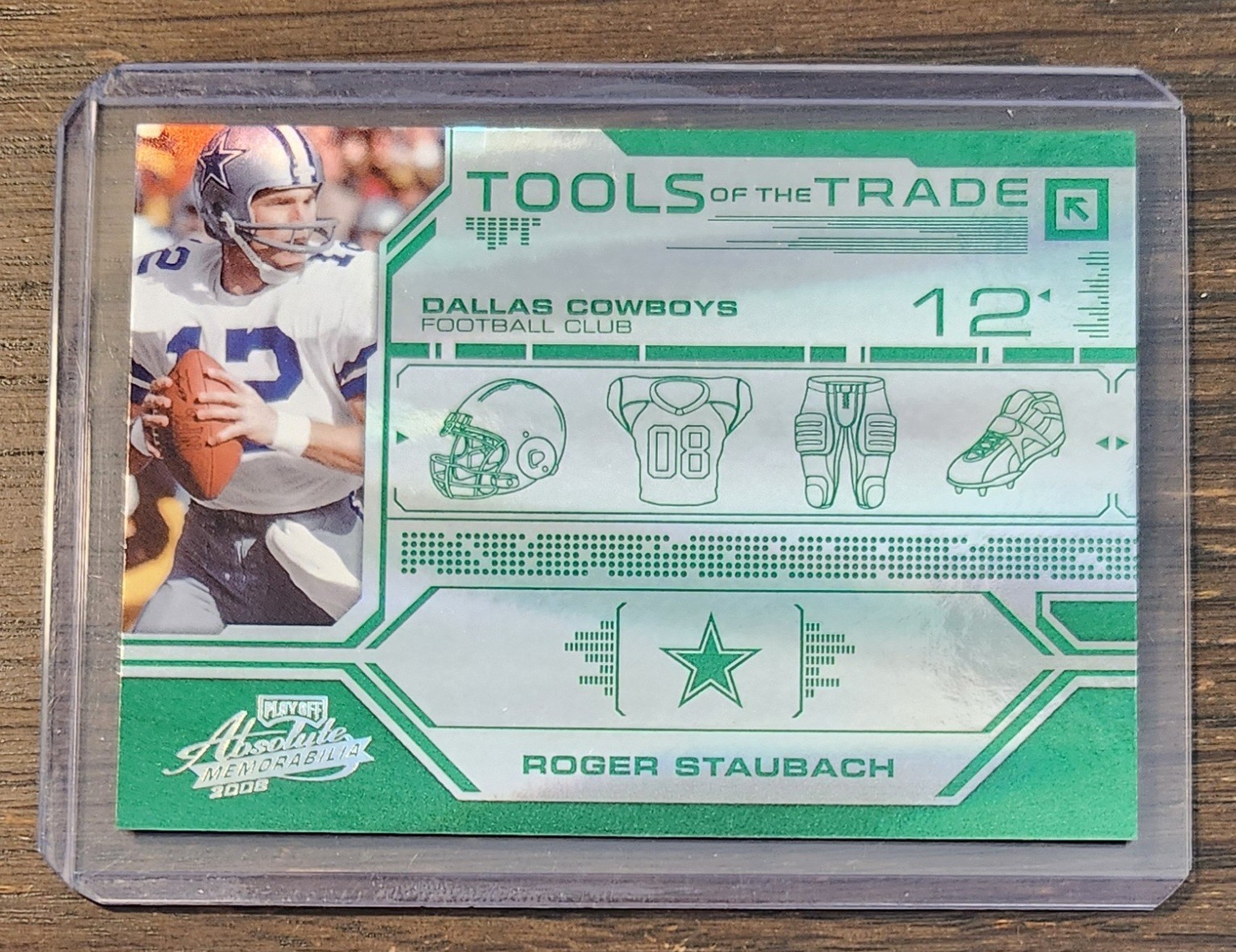 2008 Playoff Absolute Memorabilia Roger Staubach Tools of the Trade Green #/25