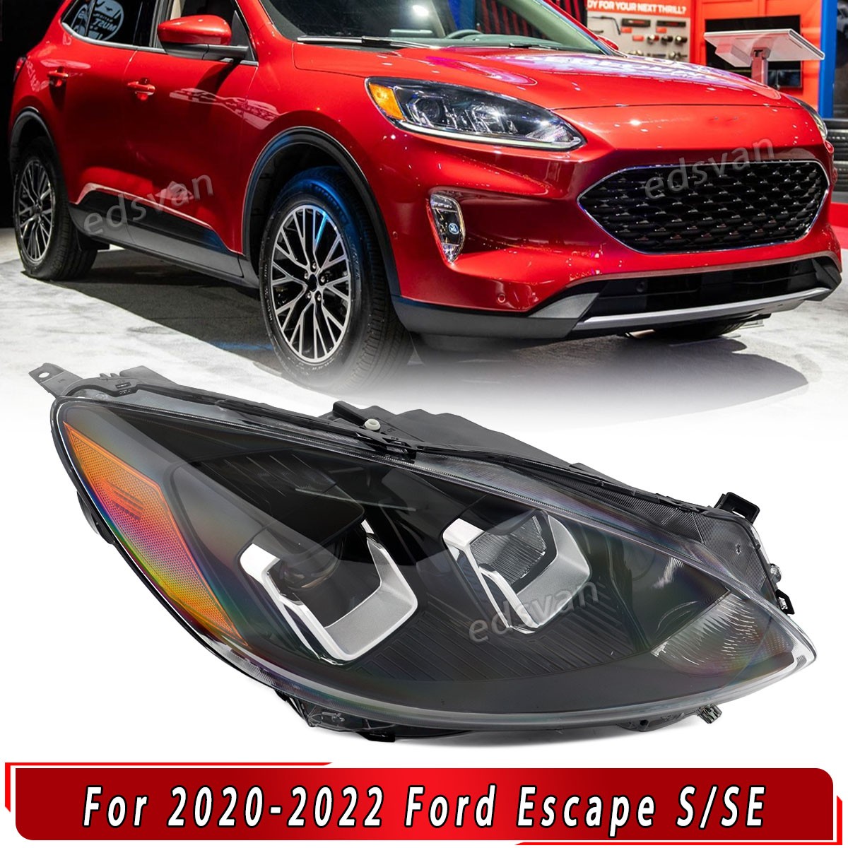 Right Passenger Side Headlight For Ford Escape 2020-2022 2023 Halogen with Bulb