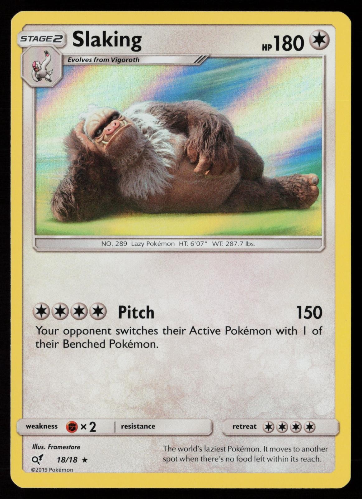 Slaking 18/18 DET Detective Pikachu Rare Holo LP