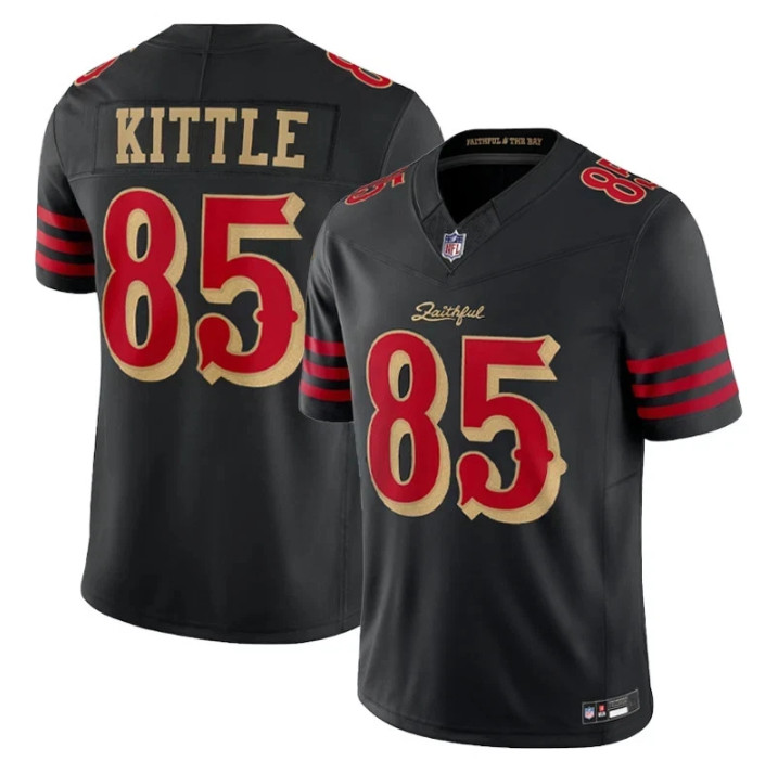 Men\'s 49ers #85 George Kittle Black 2025 Rivalries Limited Stitched Jersey S-3XL