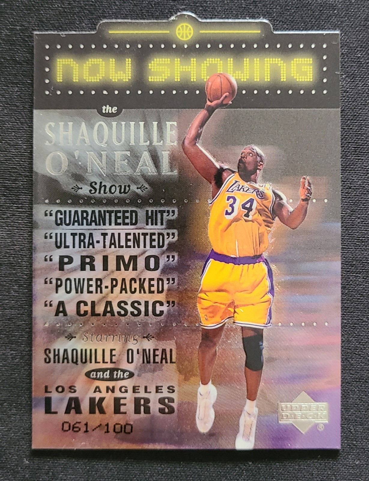 1999-00 Upper Deck Now Showing Level 1 Quantum Silver Shaquille O\'Neal #\'d/100 1999-00 Upper Deck Now Showing Level 1 Quantum Silver Shaquille O\'Neal #\'d/100