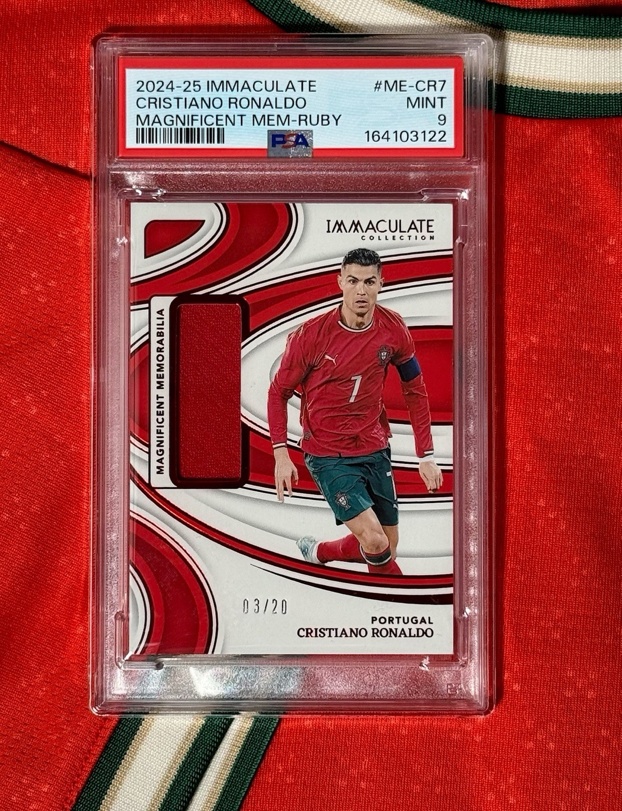 2024-25 IMMACULATE CRISTIANO RONALDO MAGNIFICENT MEM-RUBY 03/20 PSA 9 (POP 1) 💎
