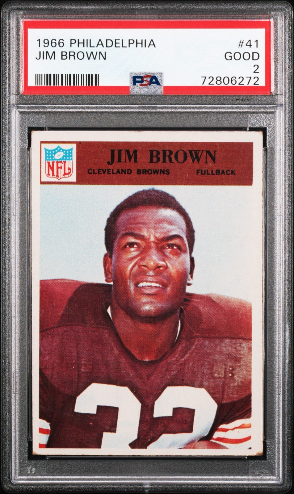 1966 Philadelphia Football #41 Jim Jimmy Brown Cleveland Browns HOF PSA 2 GOOD