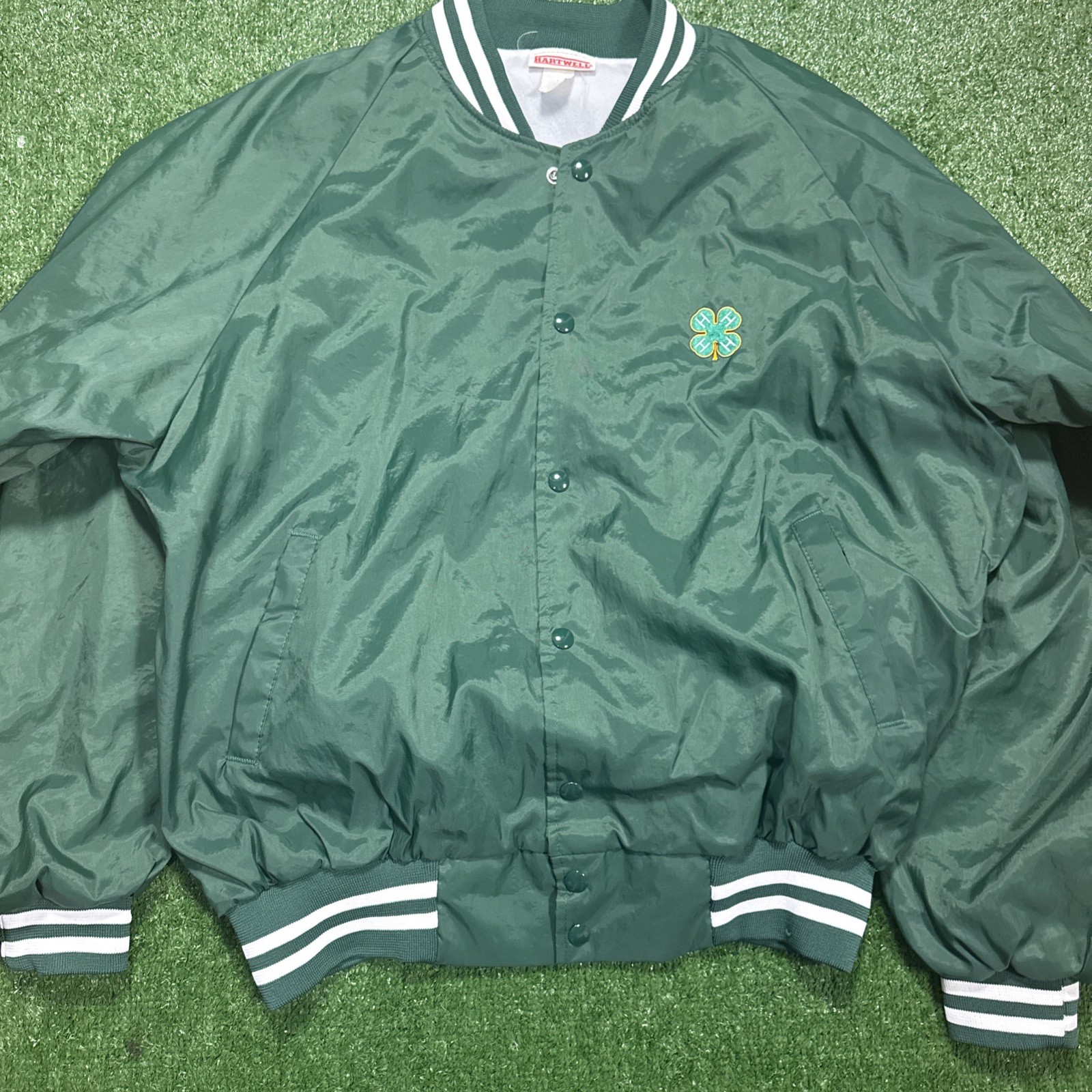 Vinage 80\'s Satin Bomber Jacket 4-H Club Full Zip Size XL Vinage 80\'s Satin Bomber Jacket 4-H Club Full Zip Size XL