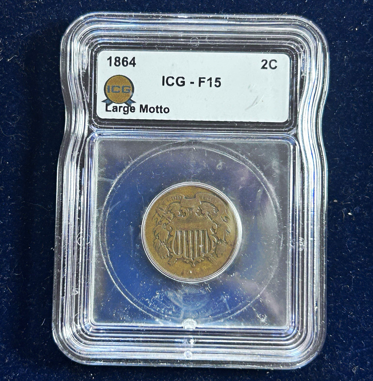 1864 2C Two Cents Large Motto, ICG-F15