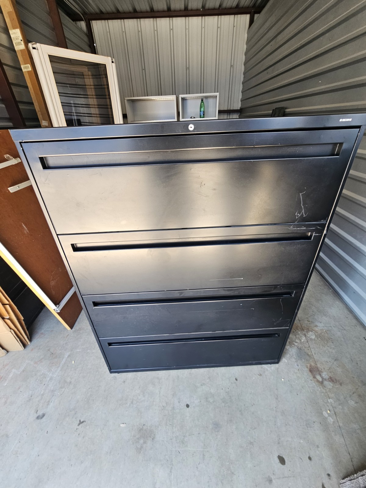 HON 4-Drawer Black Metal Lateral File Cabinet