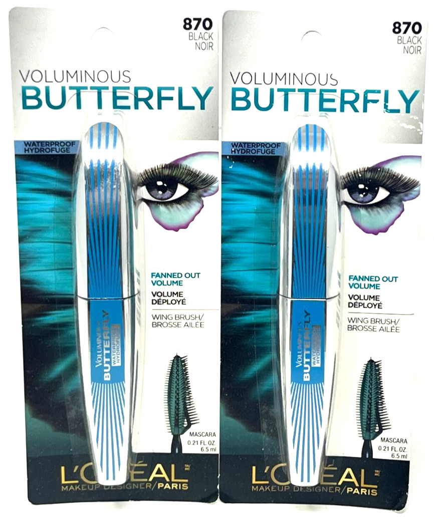 (2) Loreal Voluminous Butterfly Mascara Sealed 0.21 oz Waterproof 870 - Black