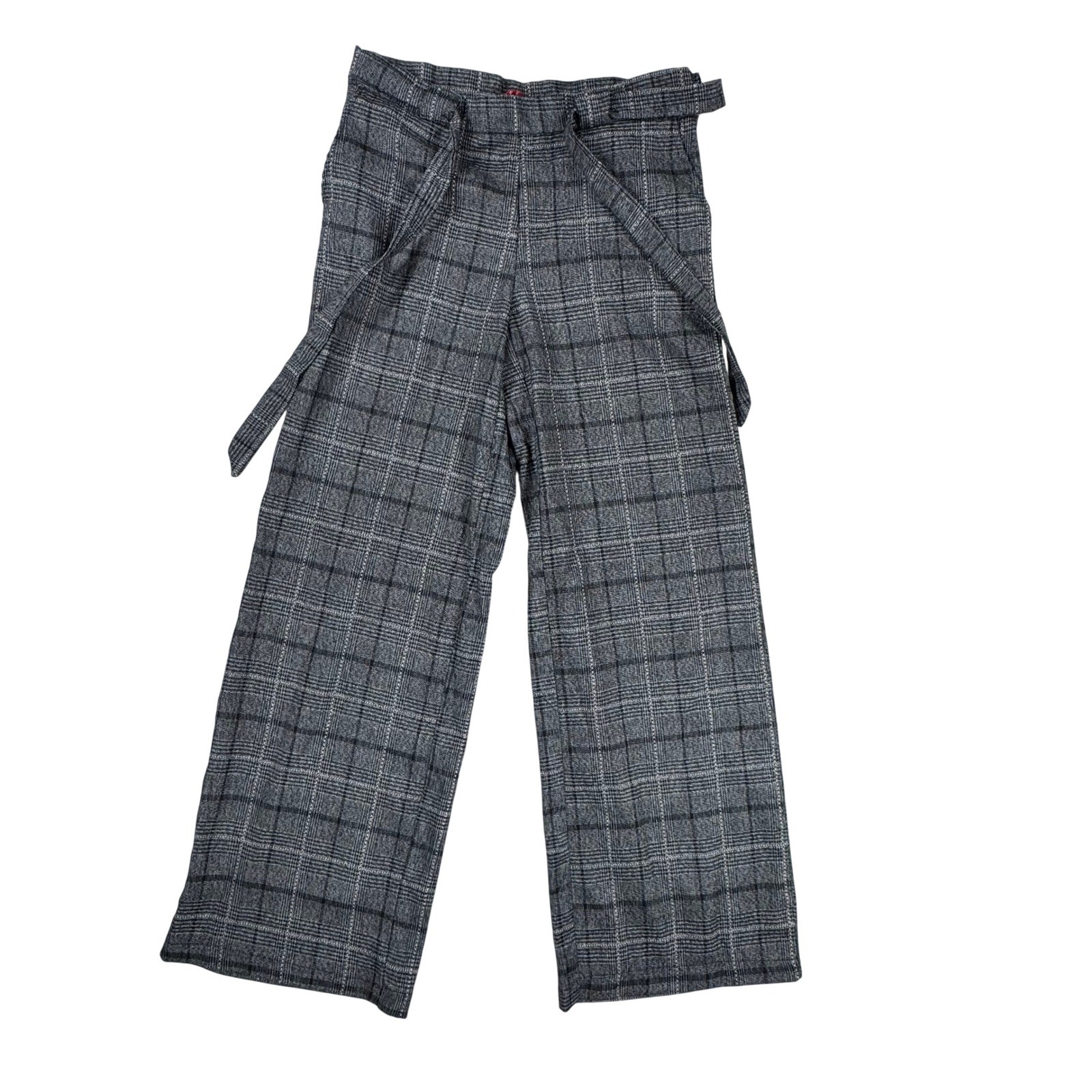 Hot Kiss Grey Glen Plaid Wide Leg Trousers Side Zip High Rise Size 7 HP1256833D Hot Kiss Grey Glen Plaid Wide Leg Trousers Side Zip High Rise Size 7 HP1256833D