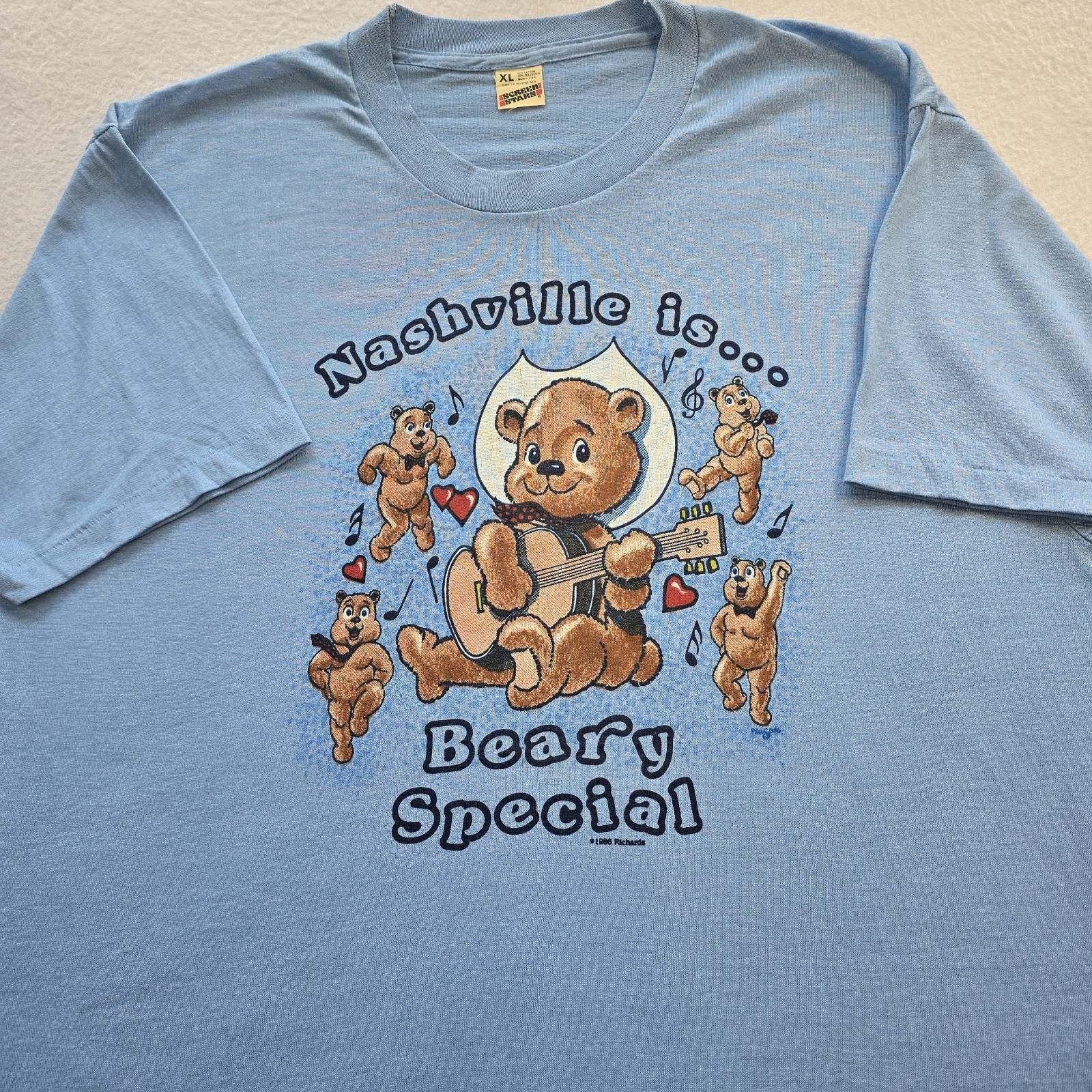 Vtg 1986 Nashville Beary Special Tee XL Screen Stars Deadstock NOS Single Stitch