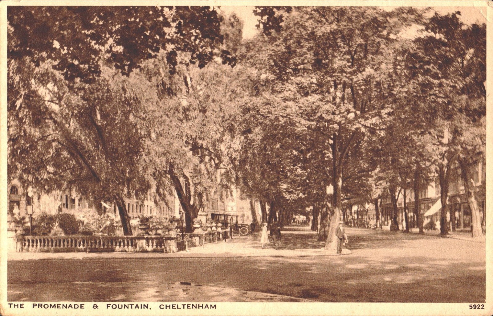 Promenade & Fountain Cheltenham England 1910s Antique Postcard UK