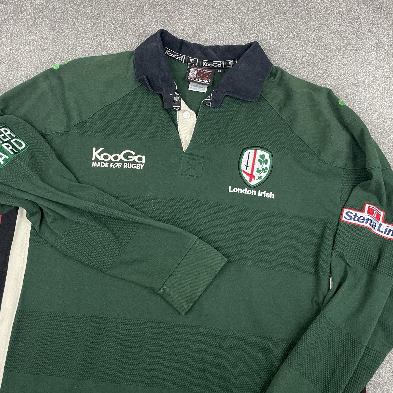 Kooga Rugby Union London Irish Y2K Home Shirt Kit Men XL Green Long Sleeve