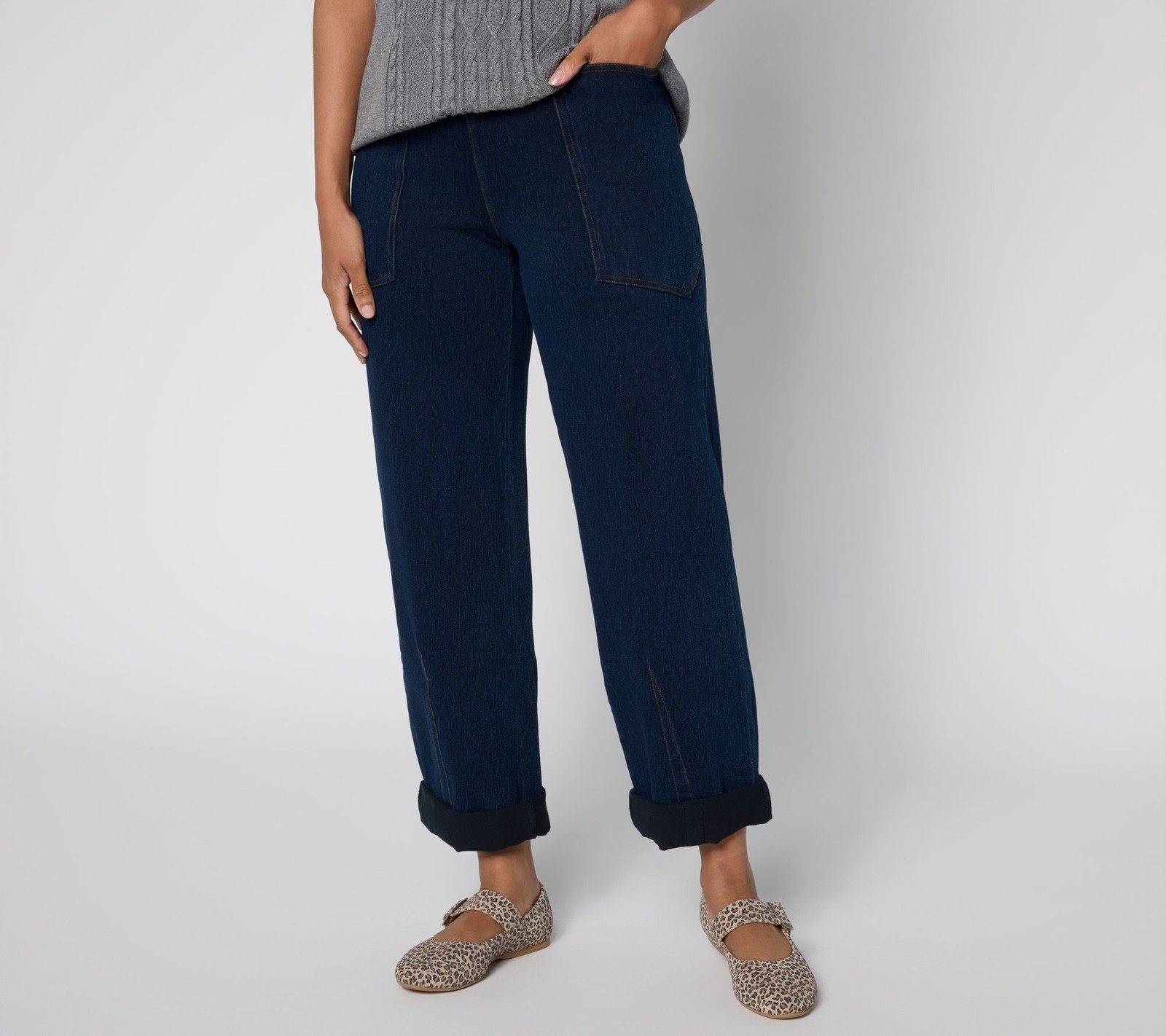 Lysse New York Women\'s Pants Sz M Penelope Curved Cuff Denim Blue A714905