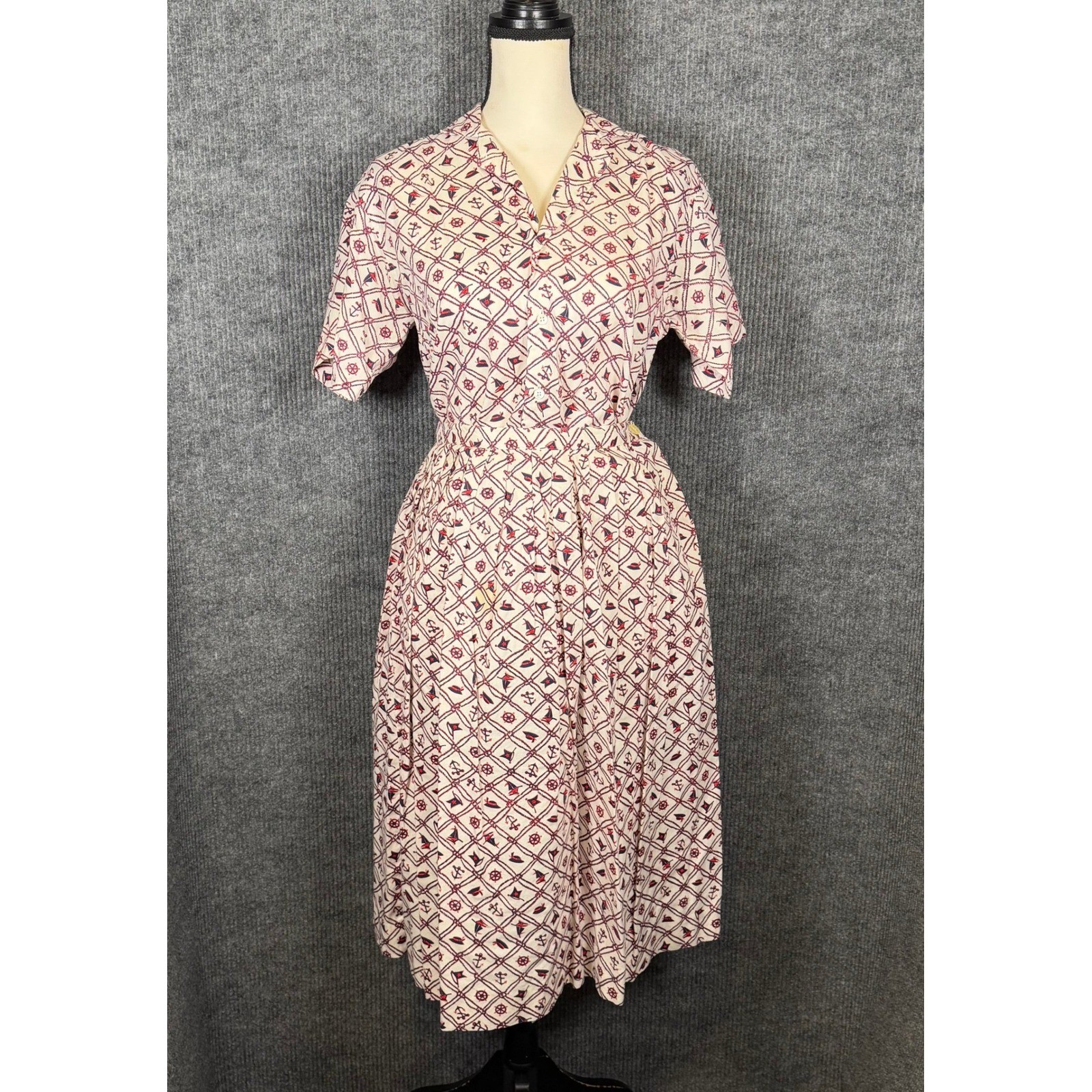 Vintage 80s Charter Club Nautical Skirt Blouse Set Sailboat Cotton USA Preppy